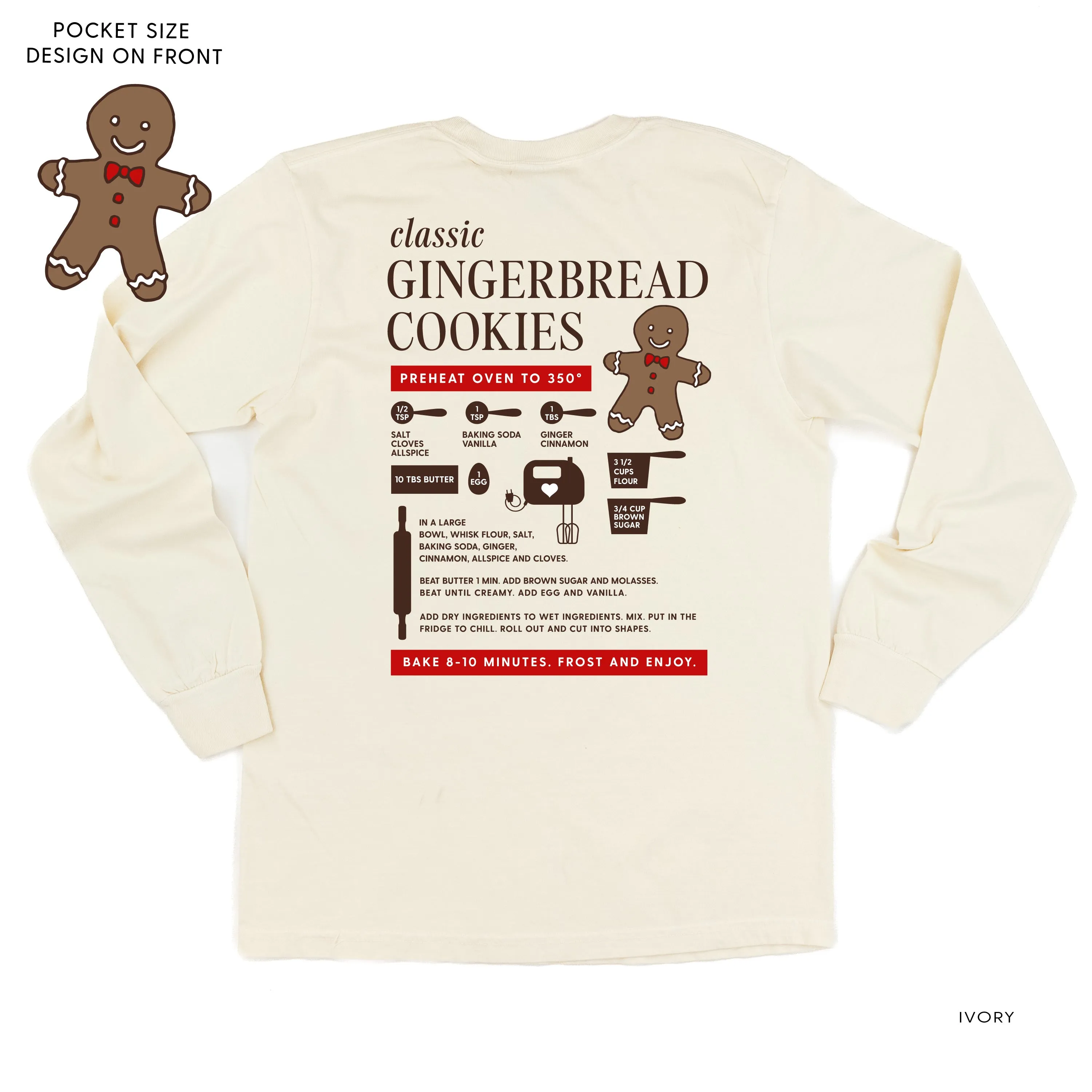 Gingerbread Cookie Recipe (pf&b) - LONG SLEEVE Comfort Colors Tee