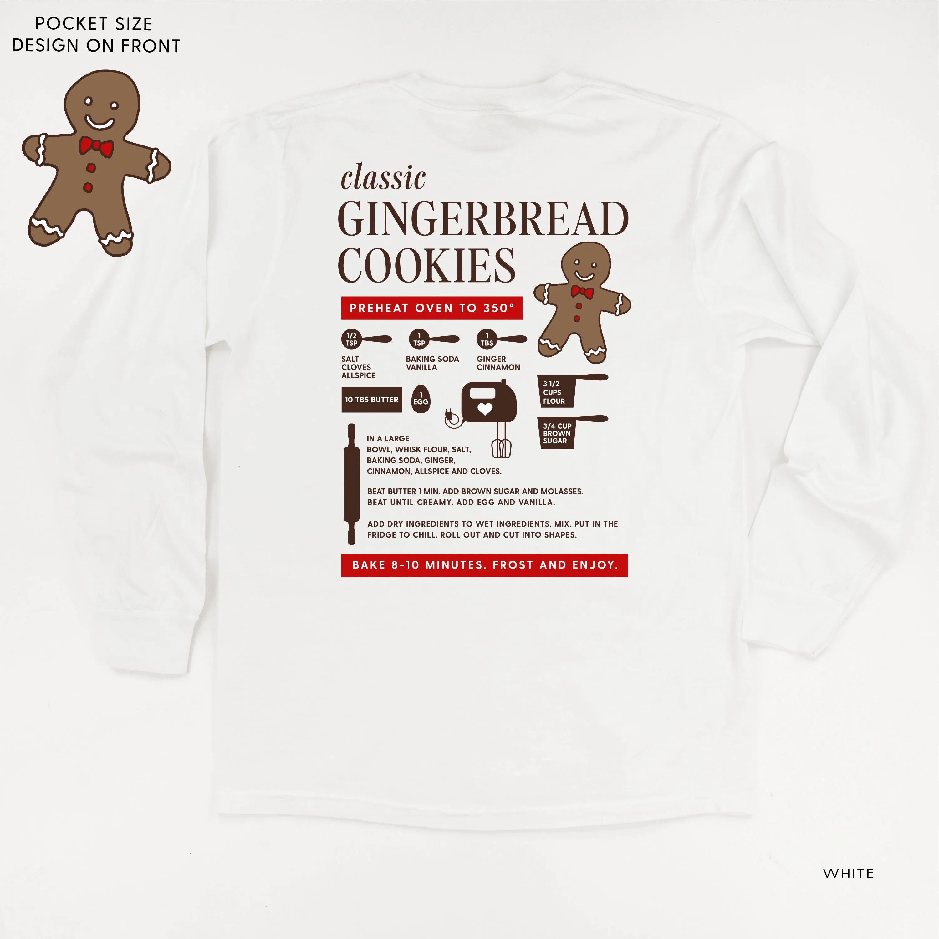 Gingerbread Cookie Recipe (pf&b) - LONG SLEEVE Comfort Colors Tee