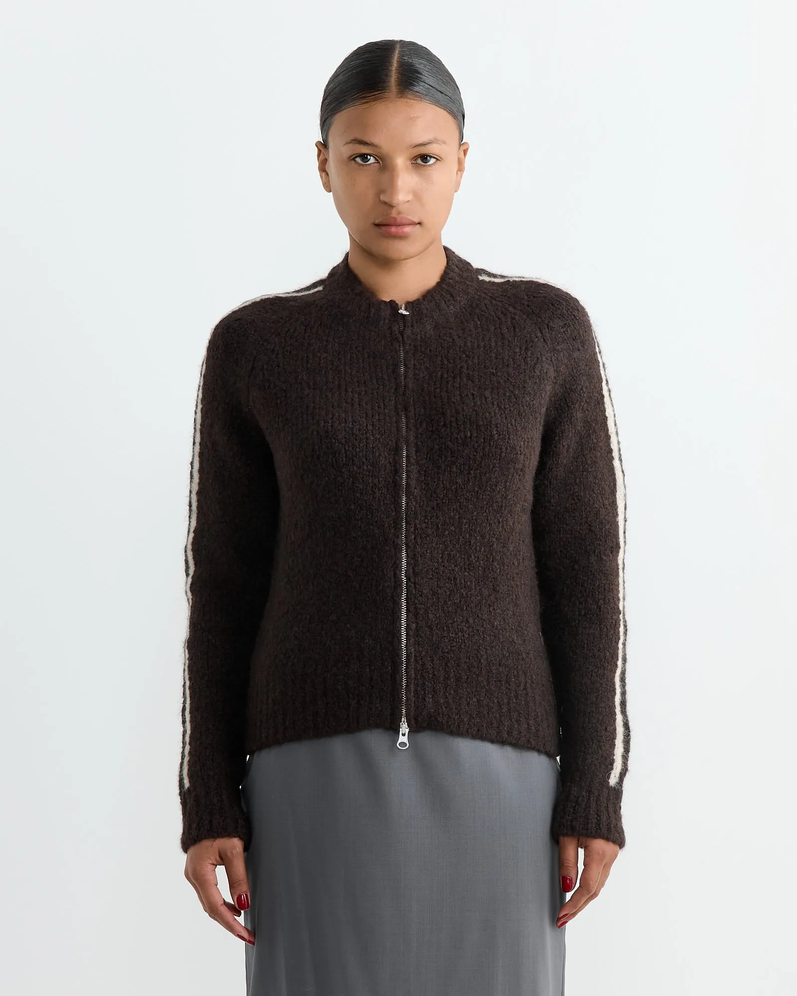 Grand Slam Zip Knit in Brown