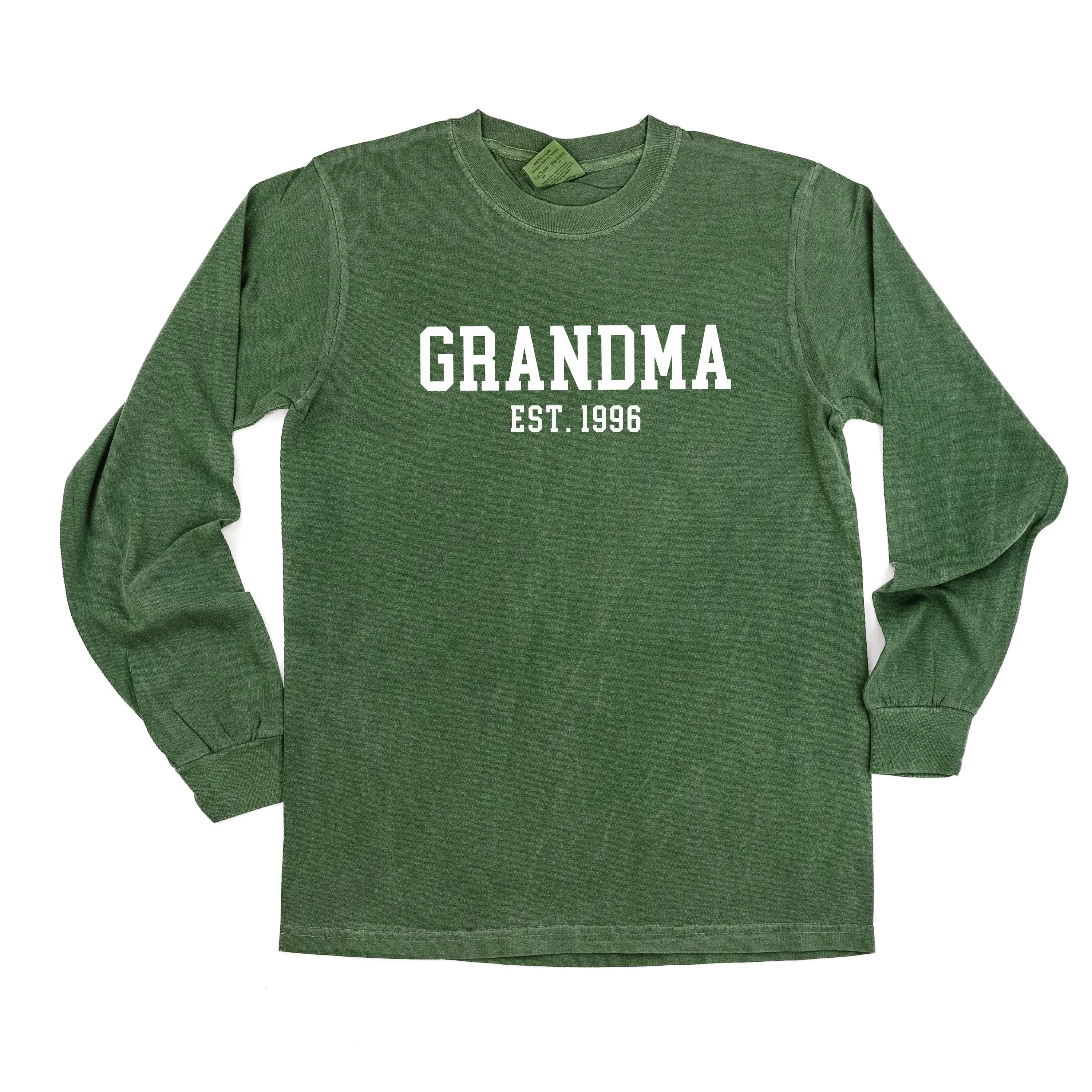 Grandma - EST. (Select Your Year) - LONG SLEEVE COMFORT COLORS TEE