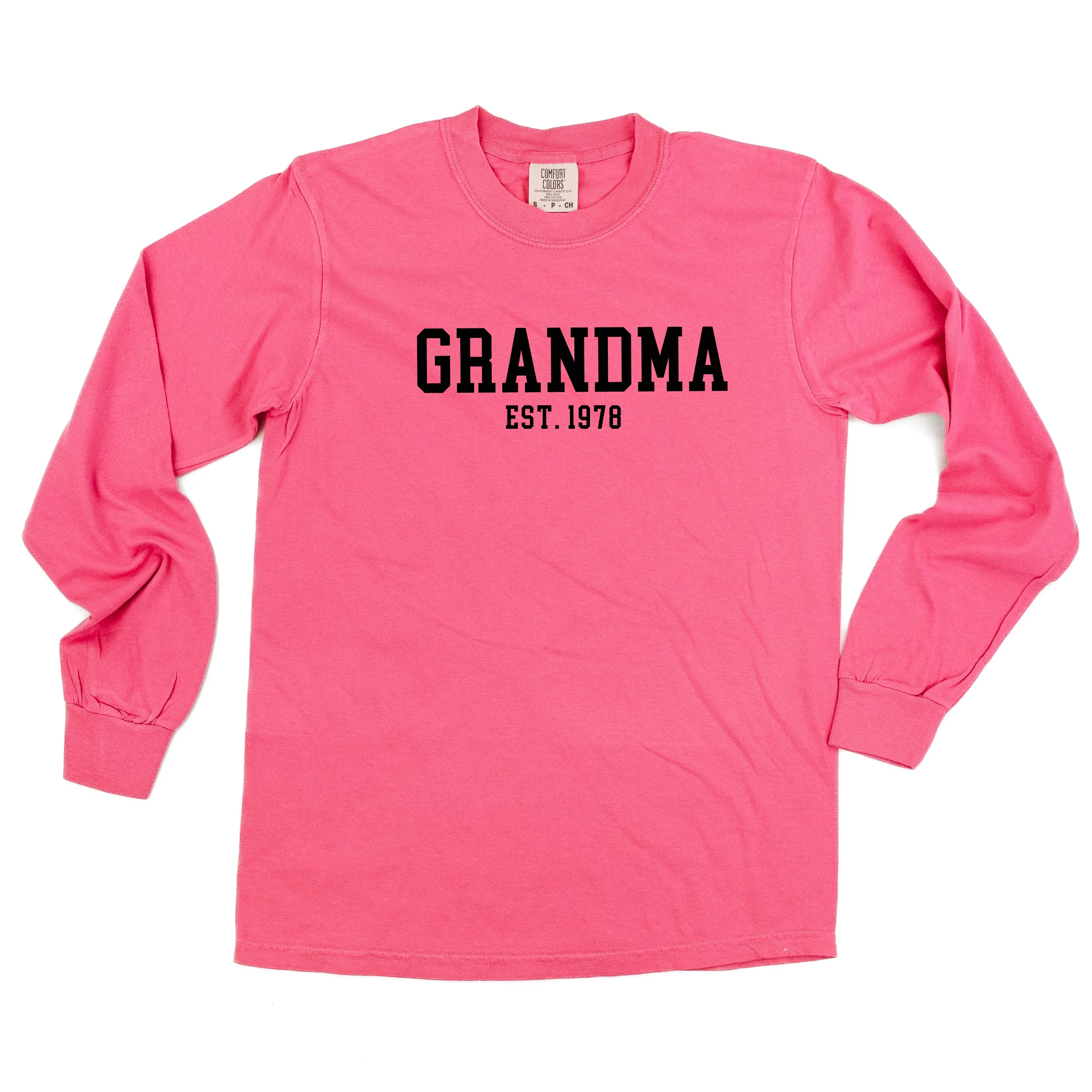 Grandma - EST. (Select Your Year) - LONG SLEEVE COMFORT COLORS TEE