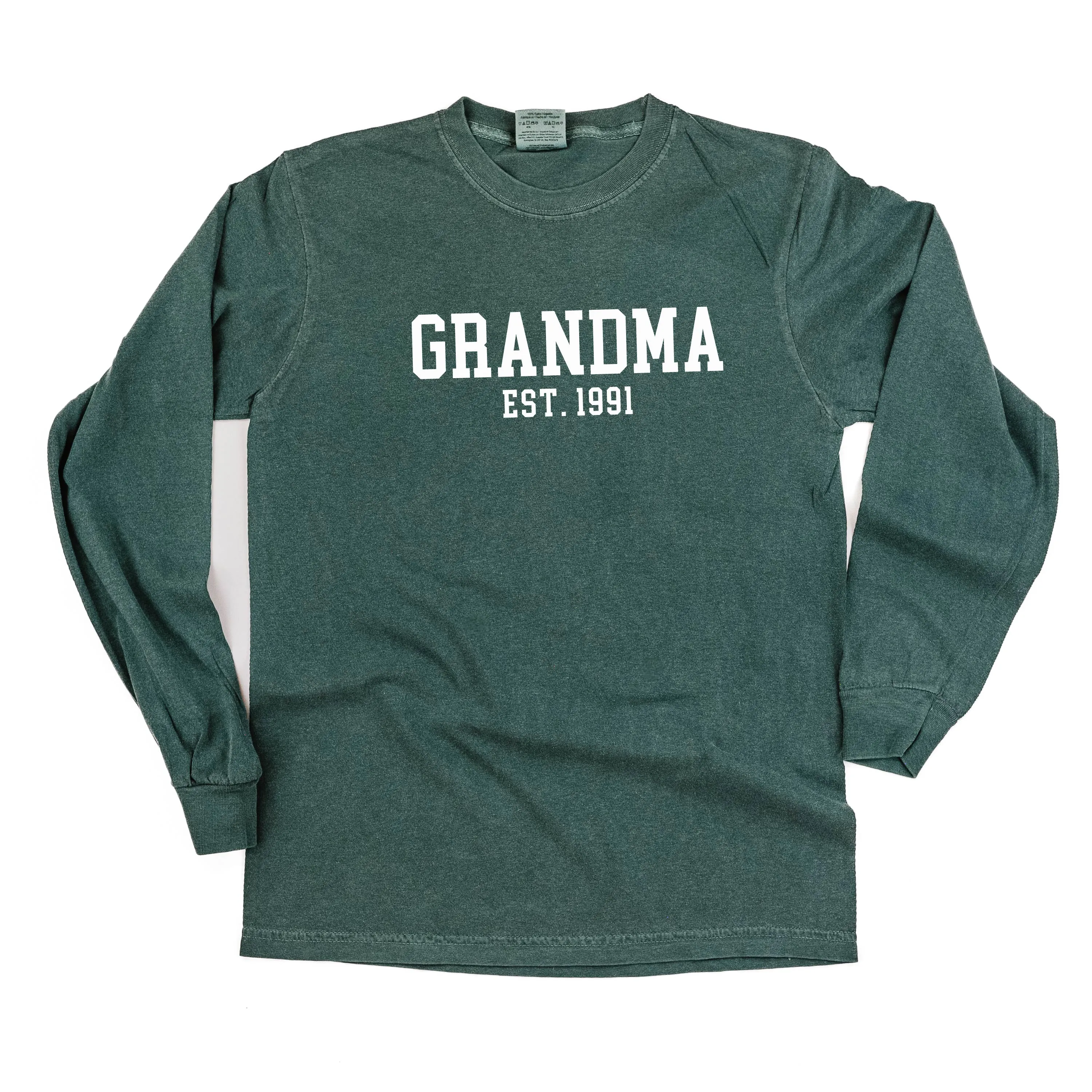 Grandma - EST. (Select Your Year) - LONG SLEEVE COMFORT COLORS TEE