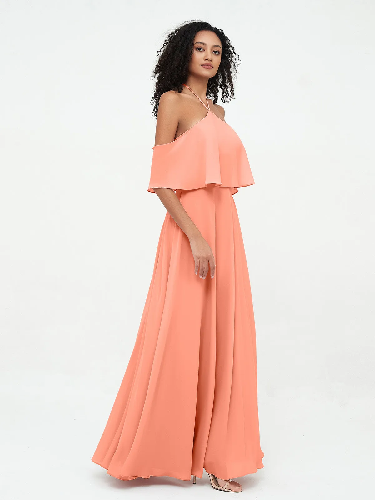 Halter Off the Shoulder Max Dresses with Pockets-Sunset Plus Size