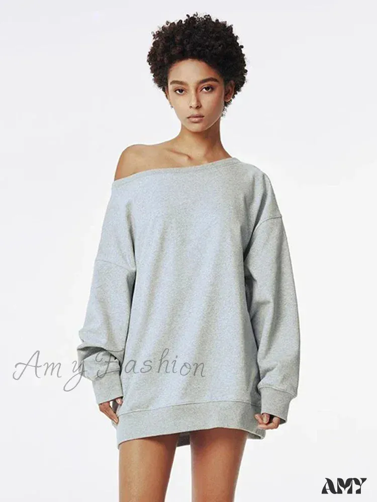 Harajuku Retro Y2K Pullover Loose Off Shoulder Fashion Hoodie