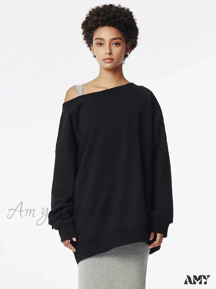 Harajuku Retro Y2K Pullover Loose Off Shoulder Fashion Hoodie