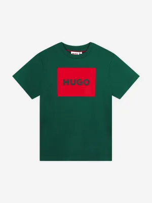 Hugo Boys Logo Print T-Shirt in Green