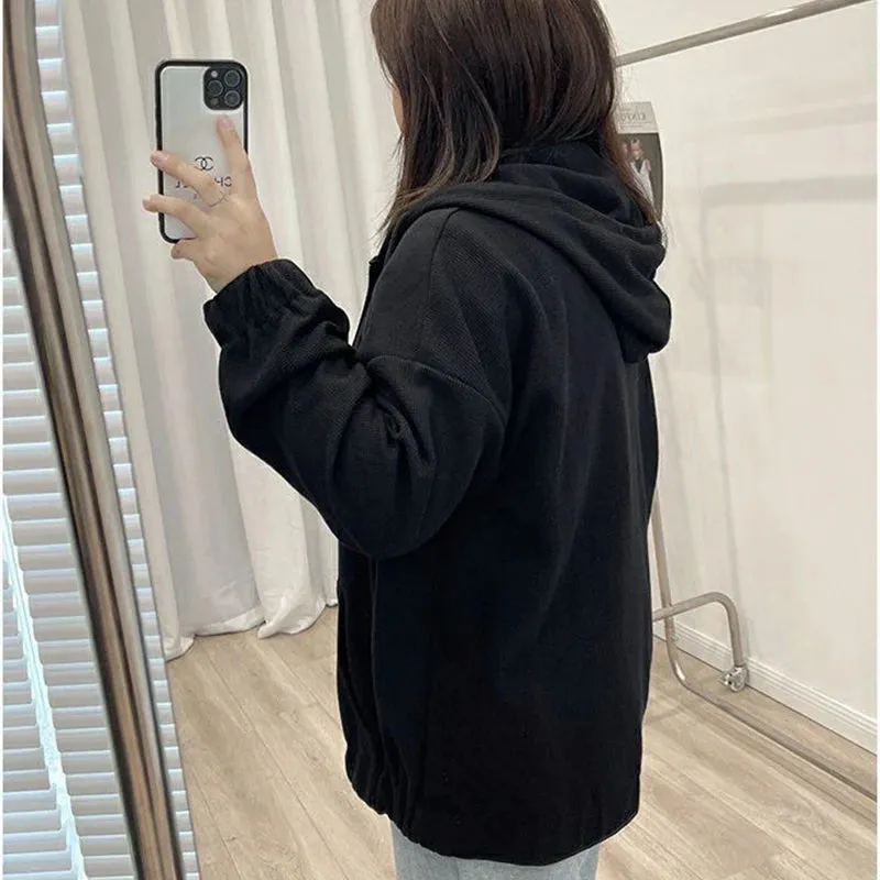 Korean Style Loose Casual Waffle Sweatshirt Jackets