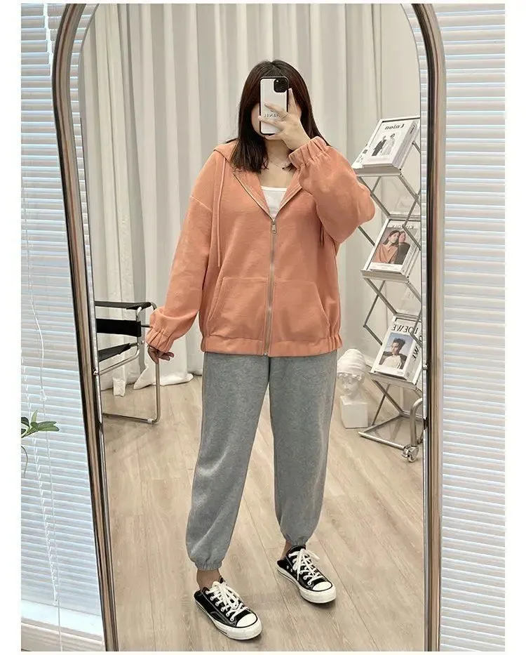 Korean Style Loose Casual Waffle Sweatshirt Jackets