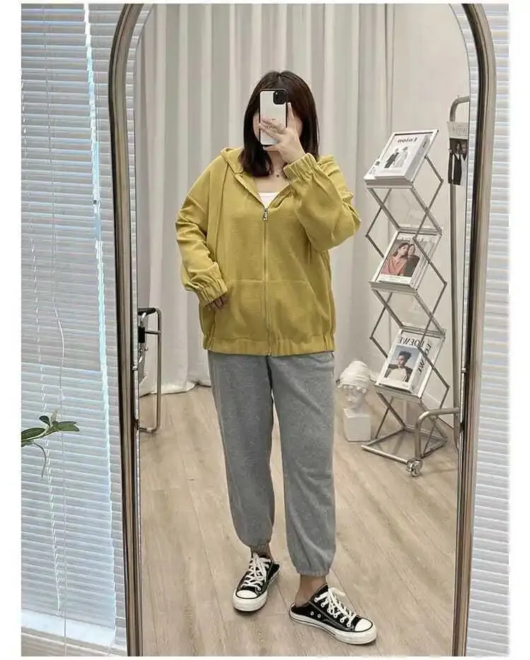 Korean Style Loose Casual Waffle Sweatshirt Jackets