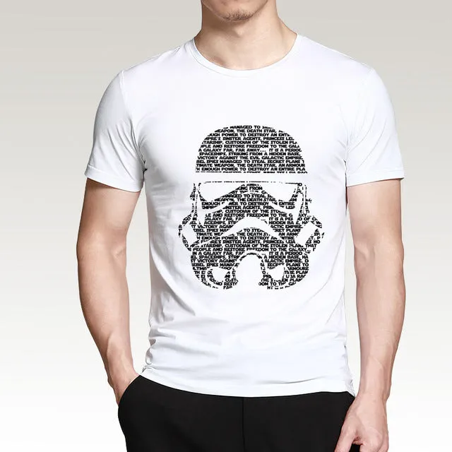 Men 2016 Summer Fashion star wars Yoda/Darth Vader Unique Masculine Streetwear T-Shirt Man Casual T Shirts masks Words Hip Hop