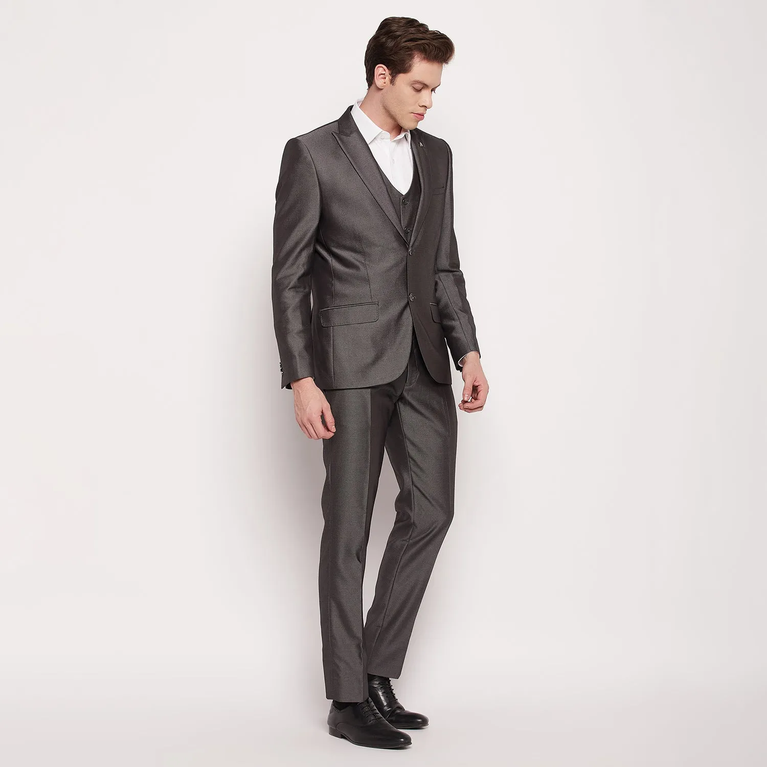 Men Dark Grey 3 Piece Suit