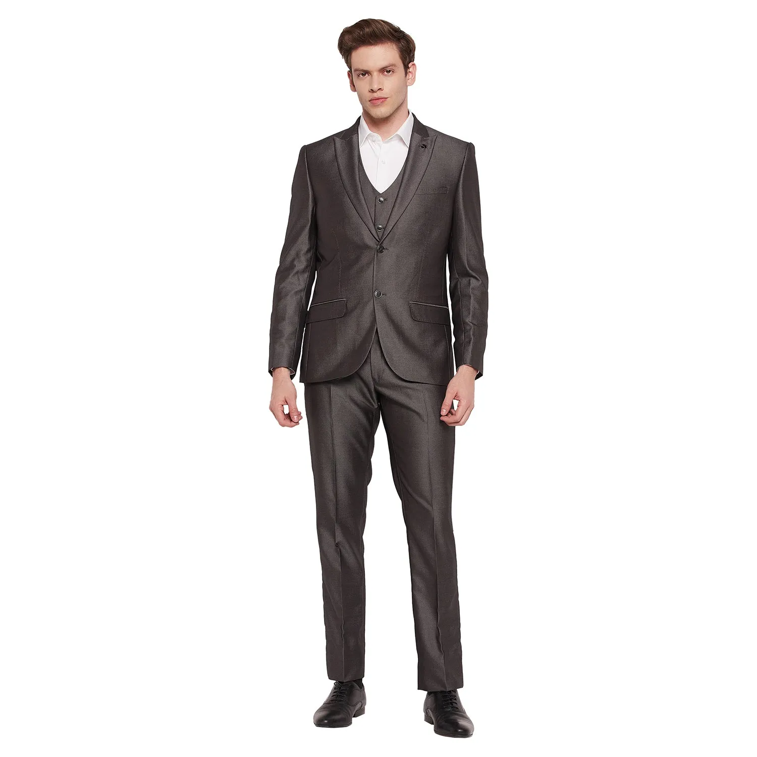 Men Dark Grey 3 Piece Suit