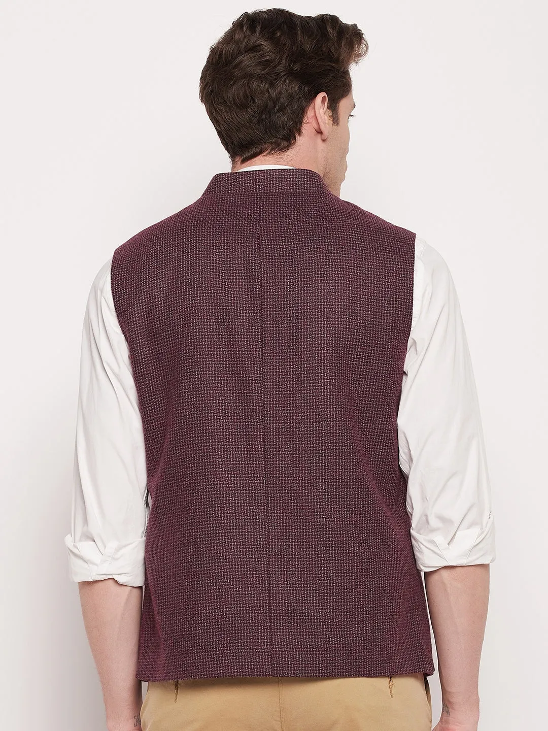 Men Maroon Waist Coat