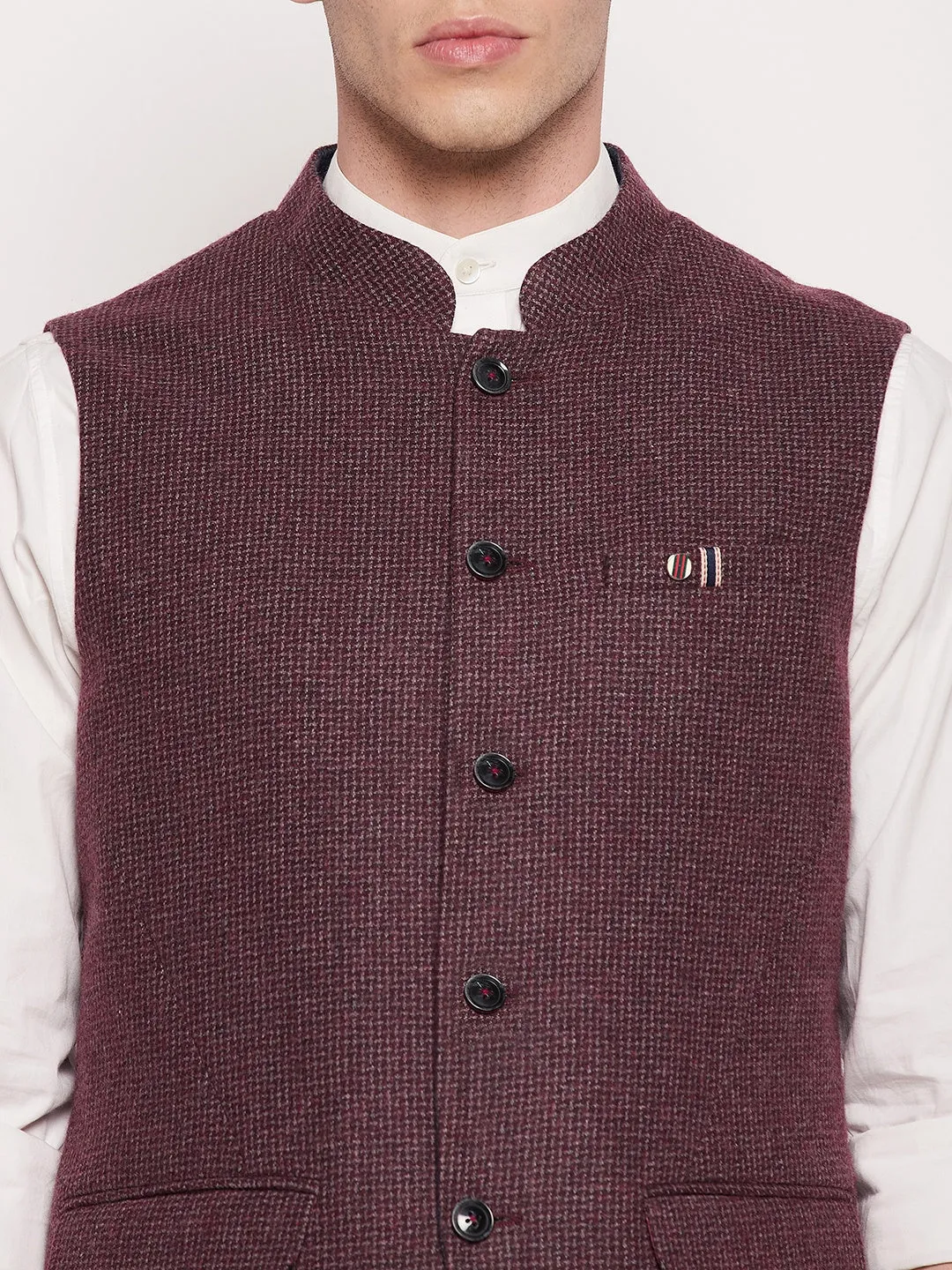 Men Maroon Waist Coat