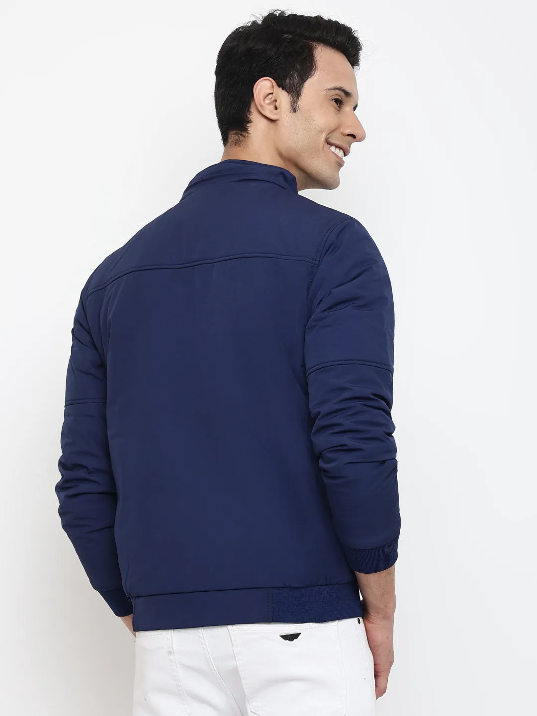 Men Navy Blue Jacket