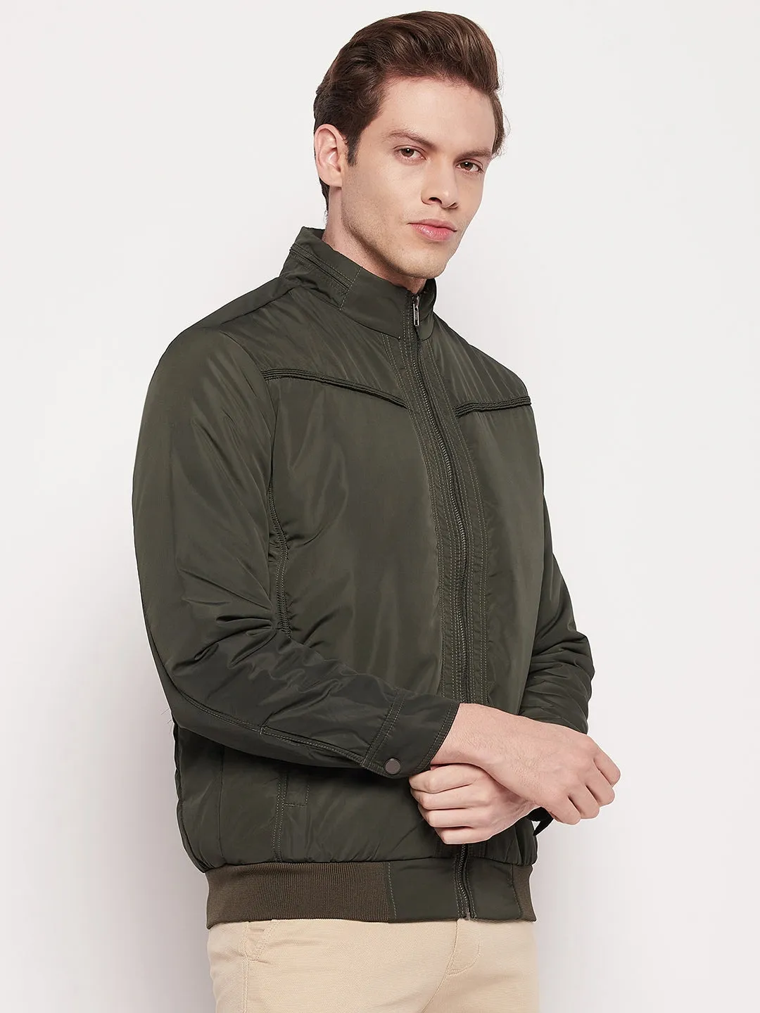 Men Olive Green Jacket