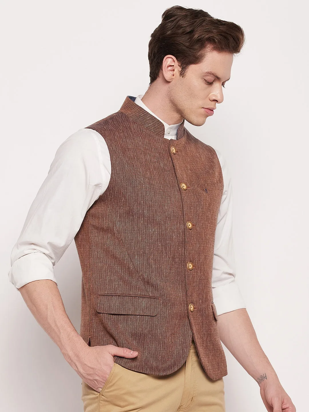 Men Rust Waist Coat