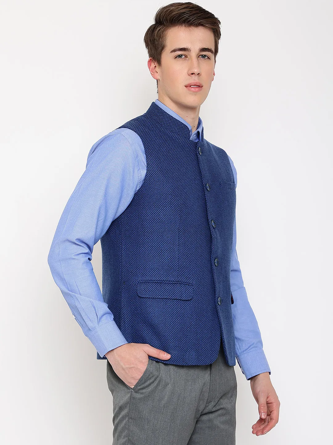 Mens Blue Waist Coat