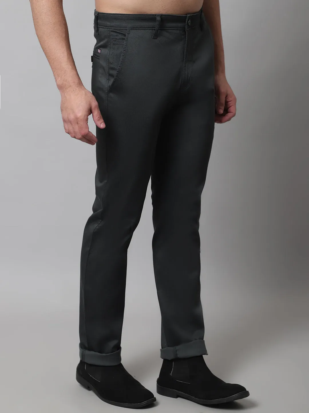 Men's Casual Flat front Green  Trousers