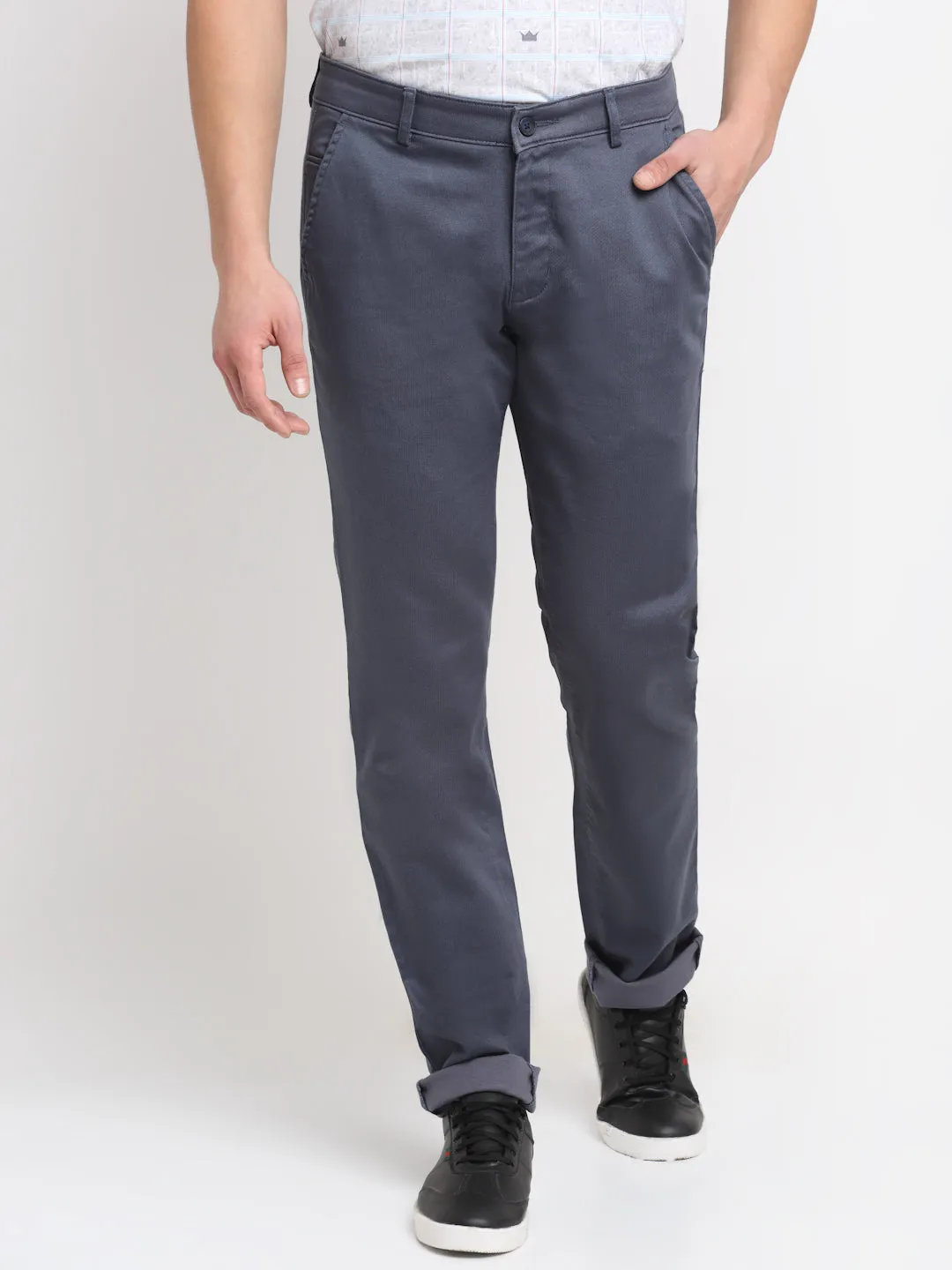 Men's Casual Flat front Grey  Trousers