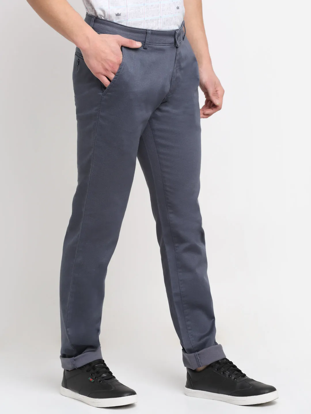 Men's Casual Flat front Grey  Trousers