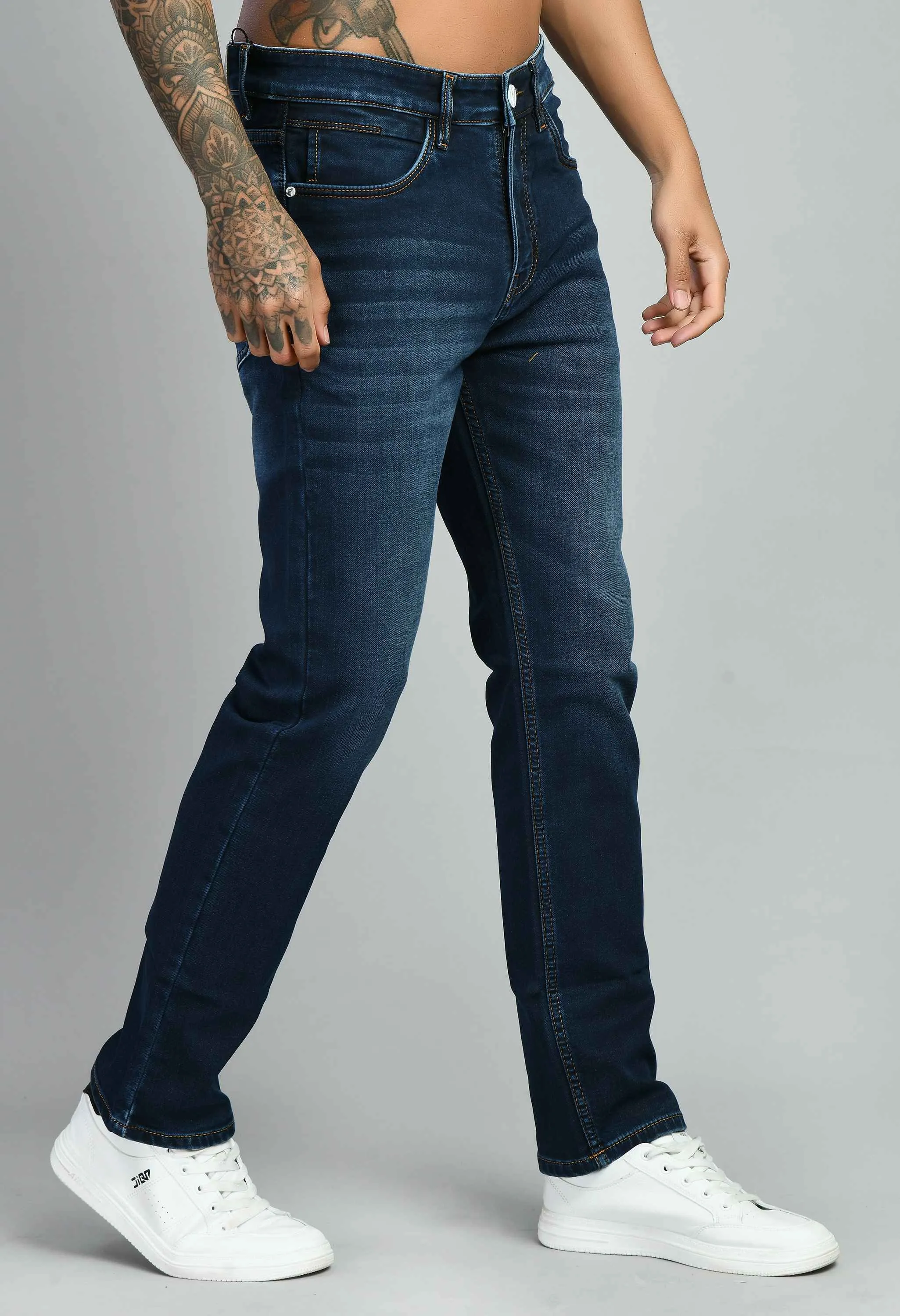 Men's Dark Blue Straight Fit Jeans