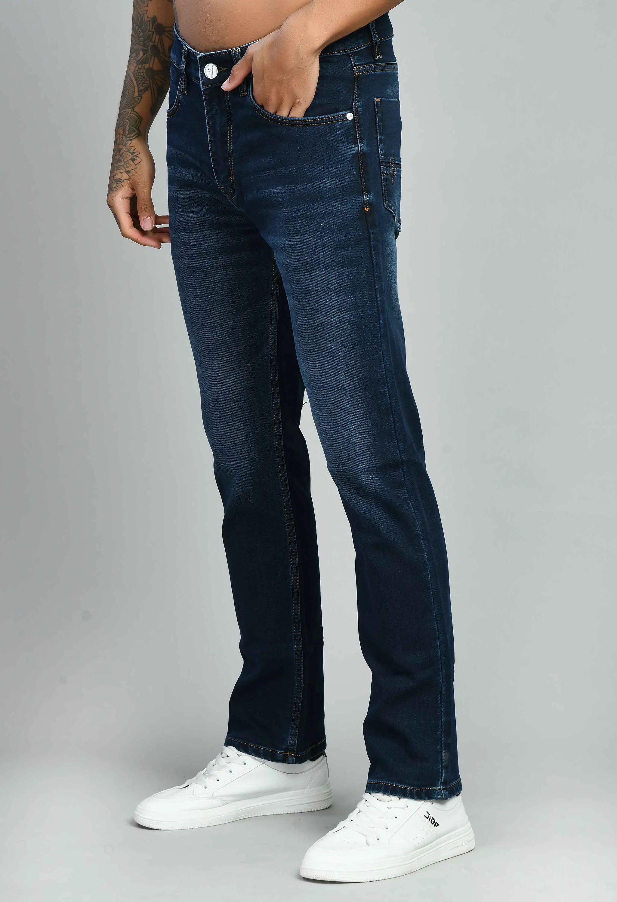 Men's Dark Blue Straight Fit Jeans