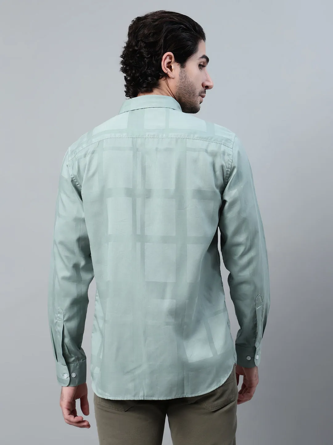 Men's Green Printed Full Sleeve Casual Shirt