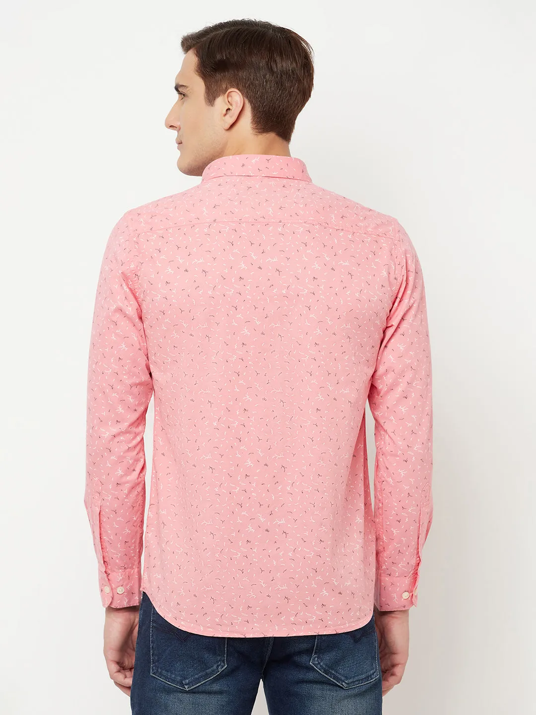 Men's Pink Casual Ditsy Print Full Sleeve Shirt