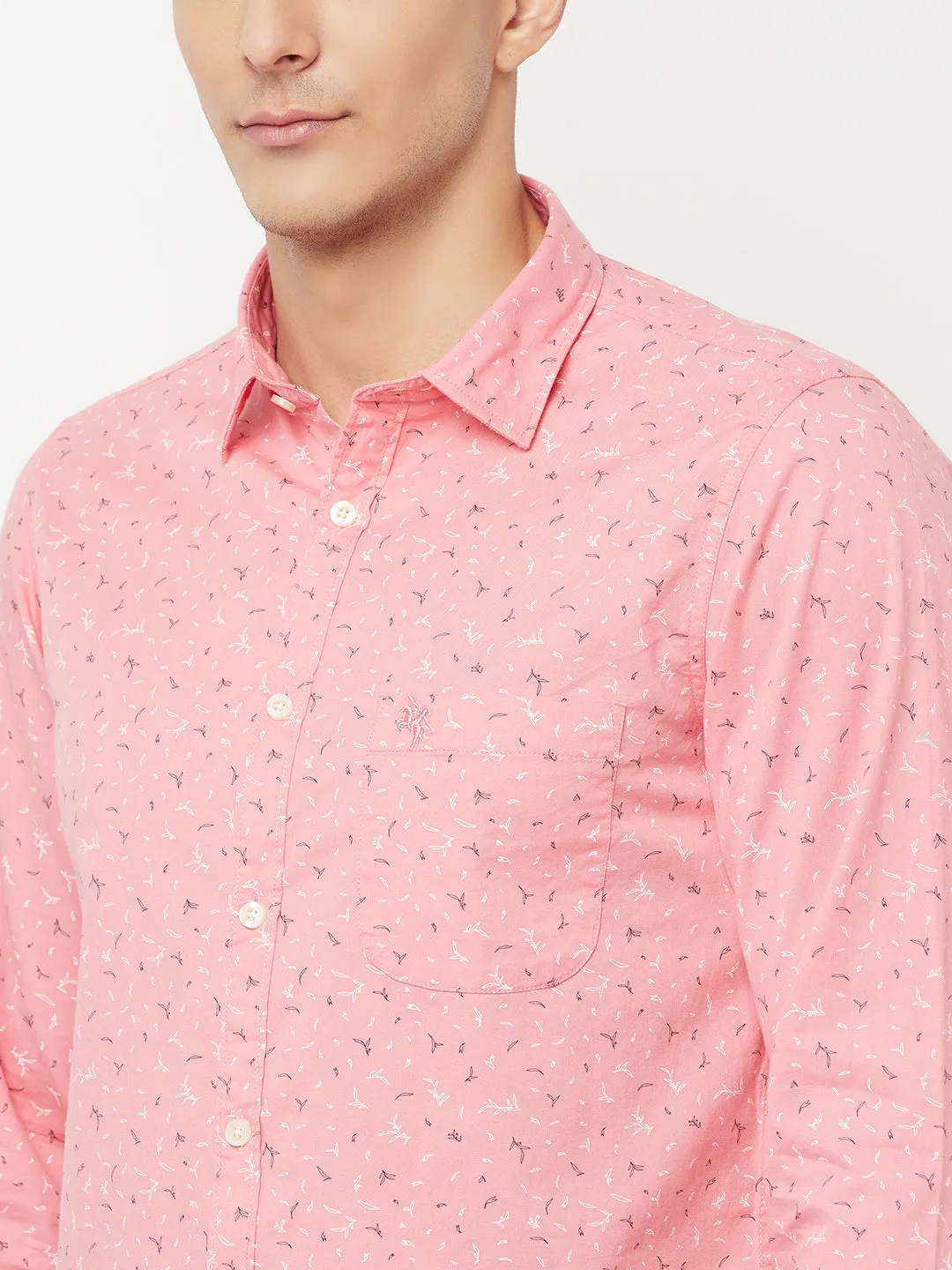 Men's Pink Casual Ditsy Print Full Sleeve Shirt