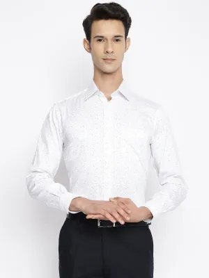 Men's White Party Abstract Print Full Sleeve Shirt