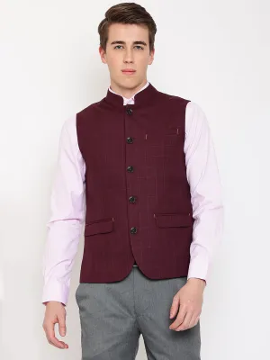 Mens Wine Waist Coat