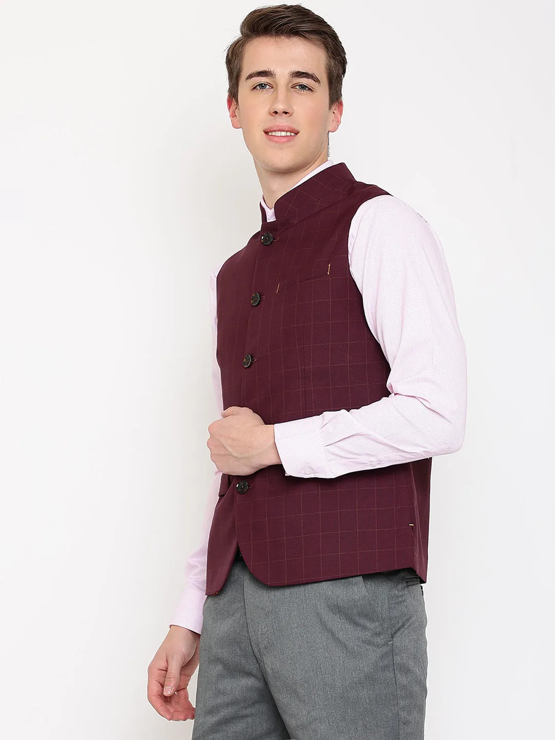 Mens Wine Waist Coat