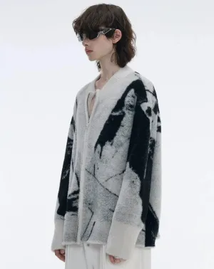 Modern Monochrome Fleece Cardigan