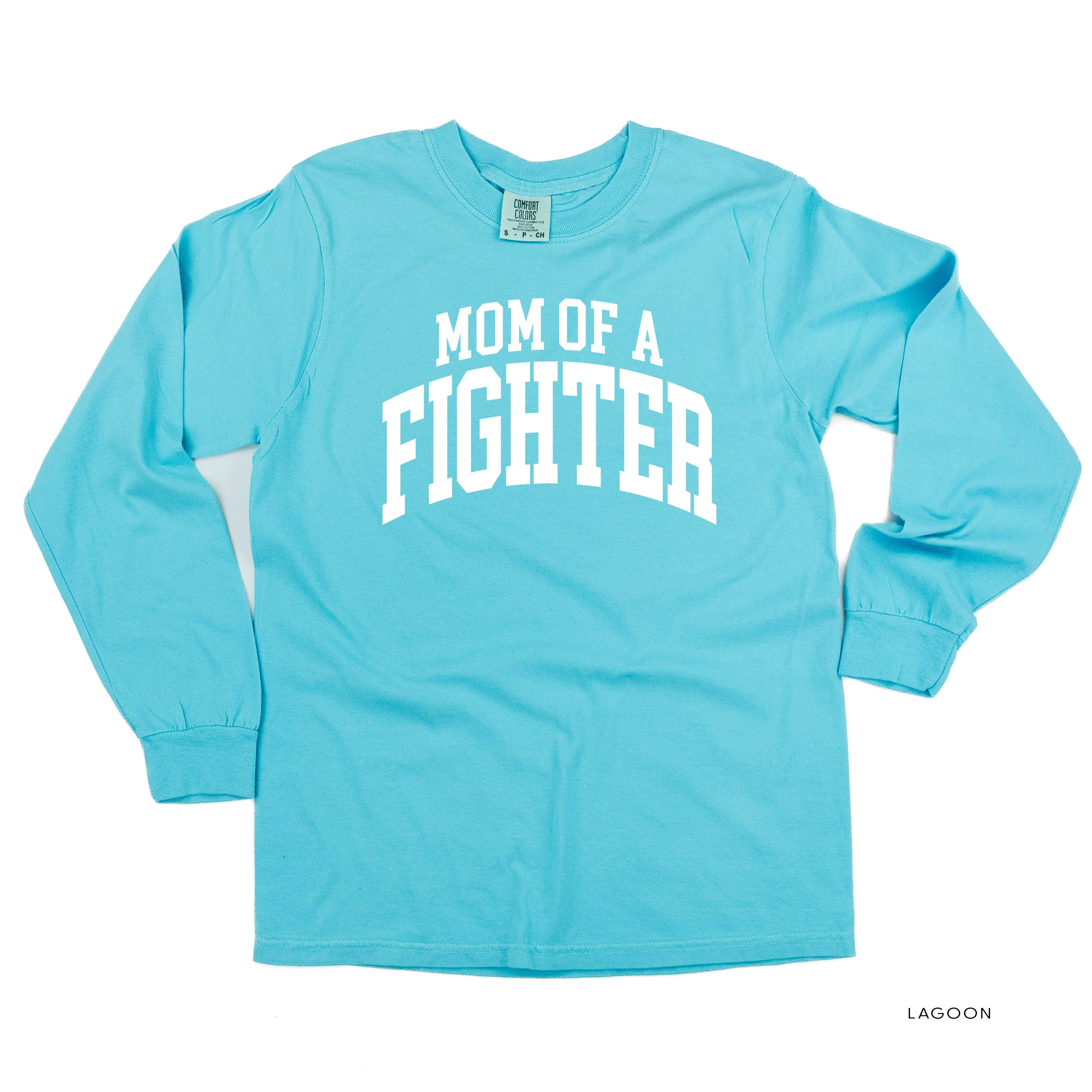 Mom of a Fighter - Varsity - LONG SLEEVE COMFORT COLORS TEE