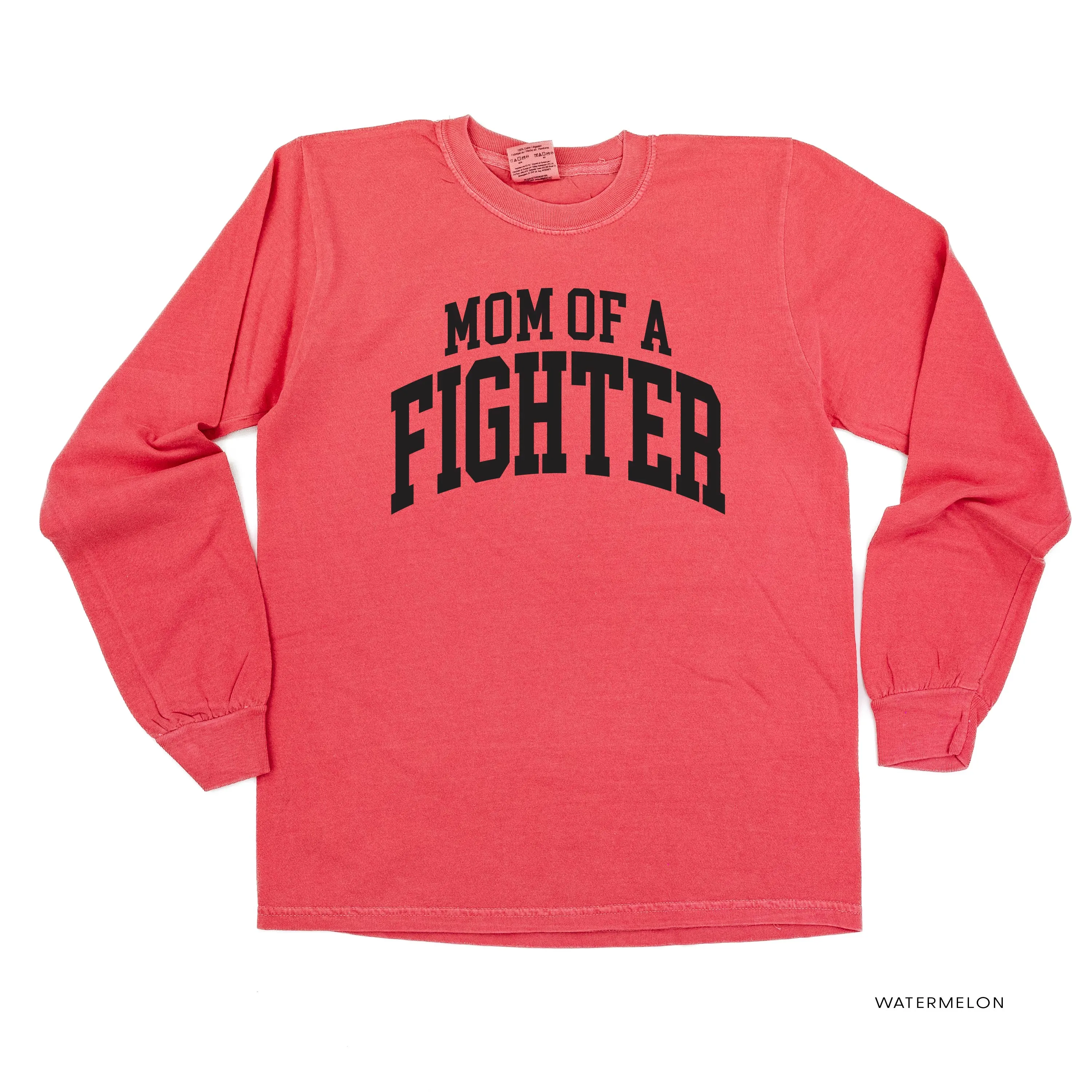 Mom of a Fighter - Varsity - LONG SLEEVE COMFORT COLORS TEE