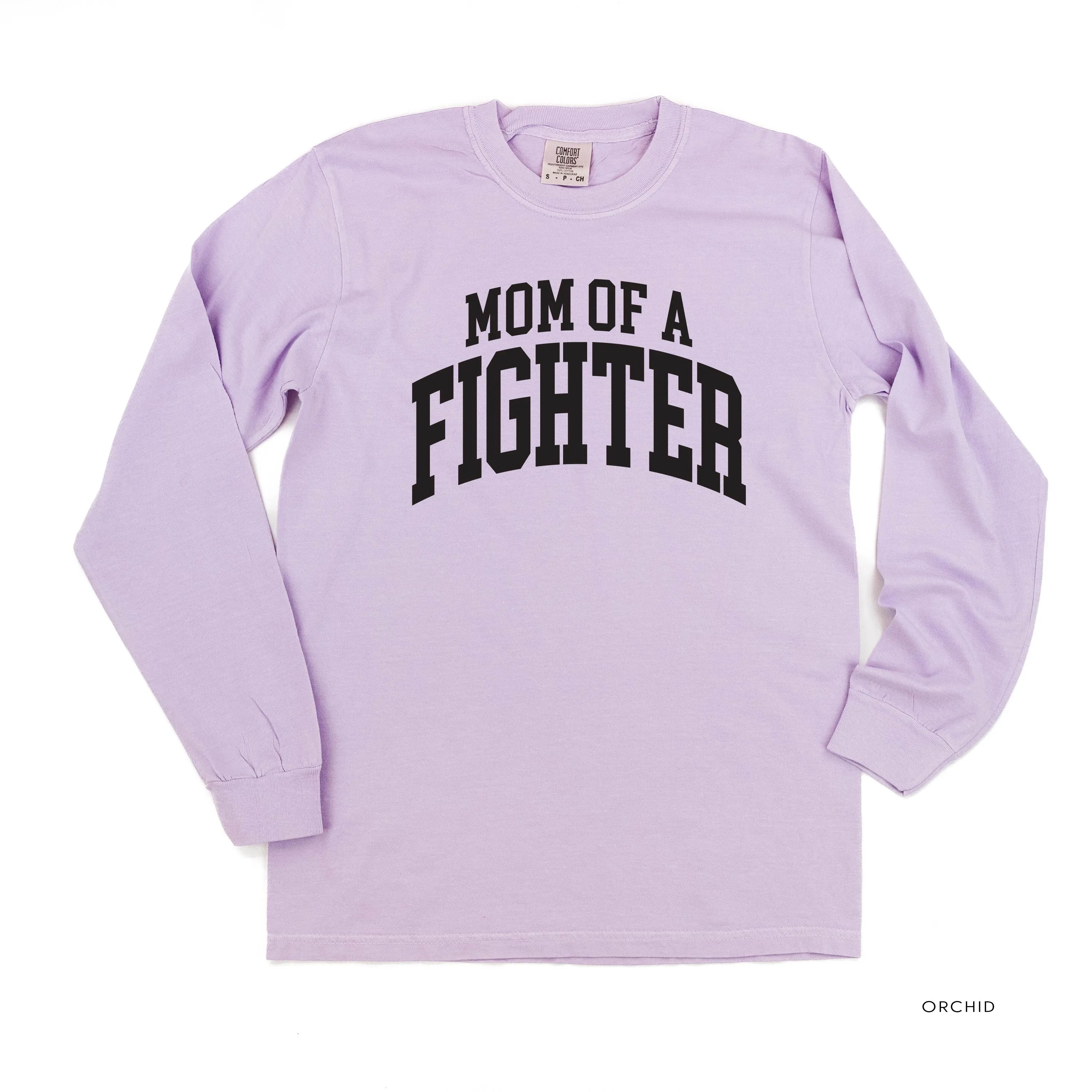 Mom of a Fighter - Varsity - LONG SLEEVE COMFORT COLORS TEE