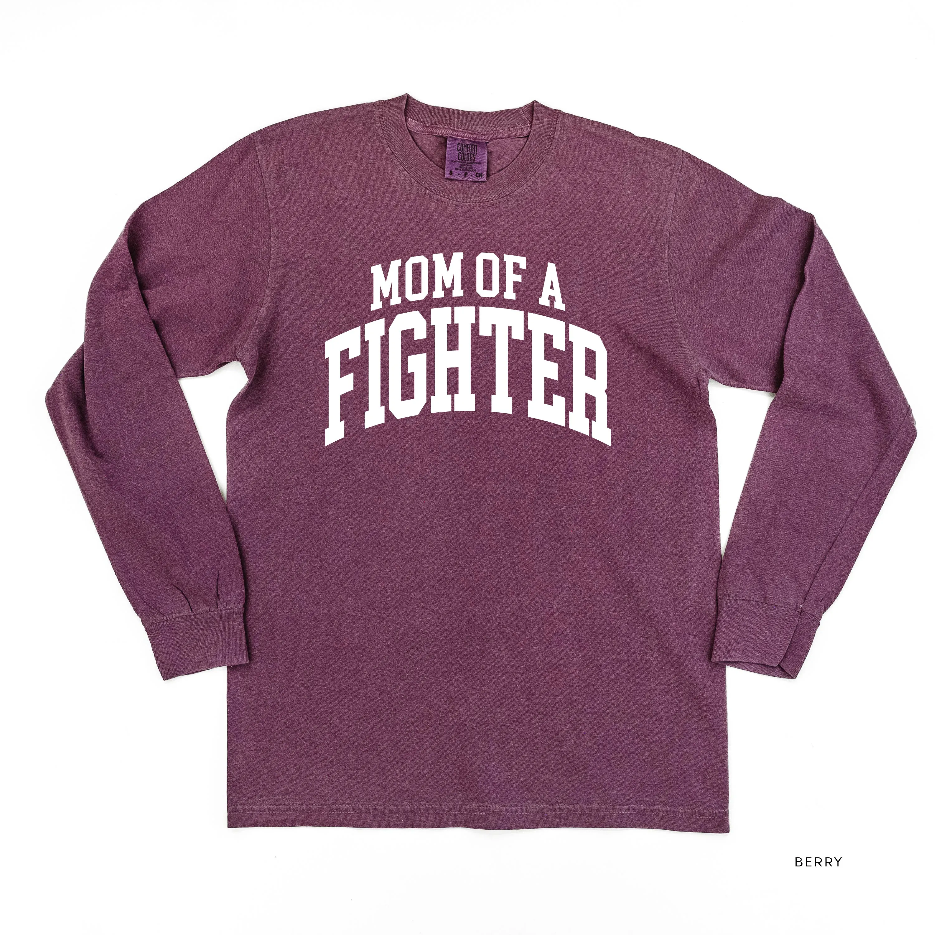 Mom of a Fighter - Varsity - LONG SLEEVE COMFORT COLORS TEE