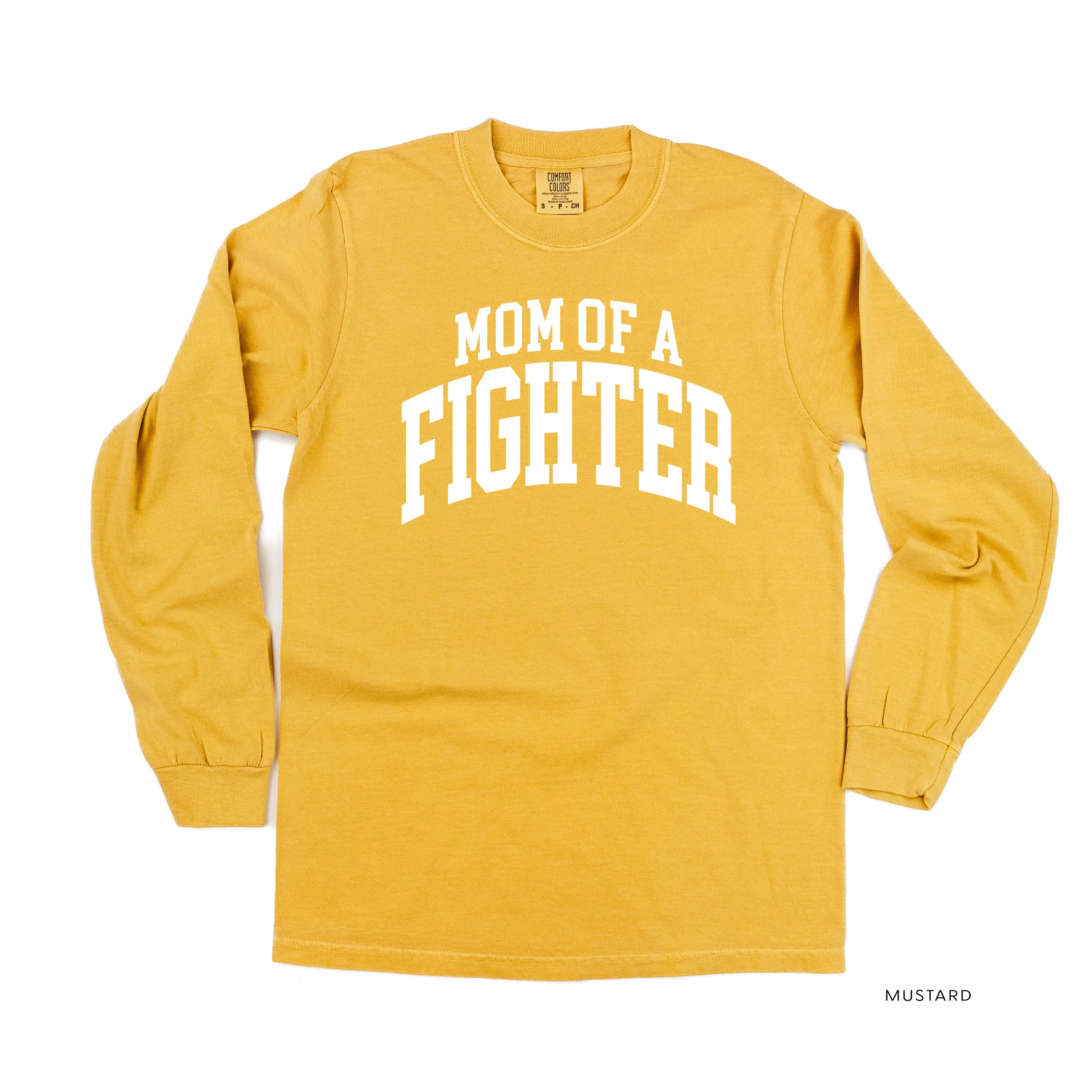 Mom of a Fighter - Varsity - LONG SLEEVE COMFORT COLORS TEE