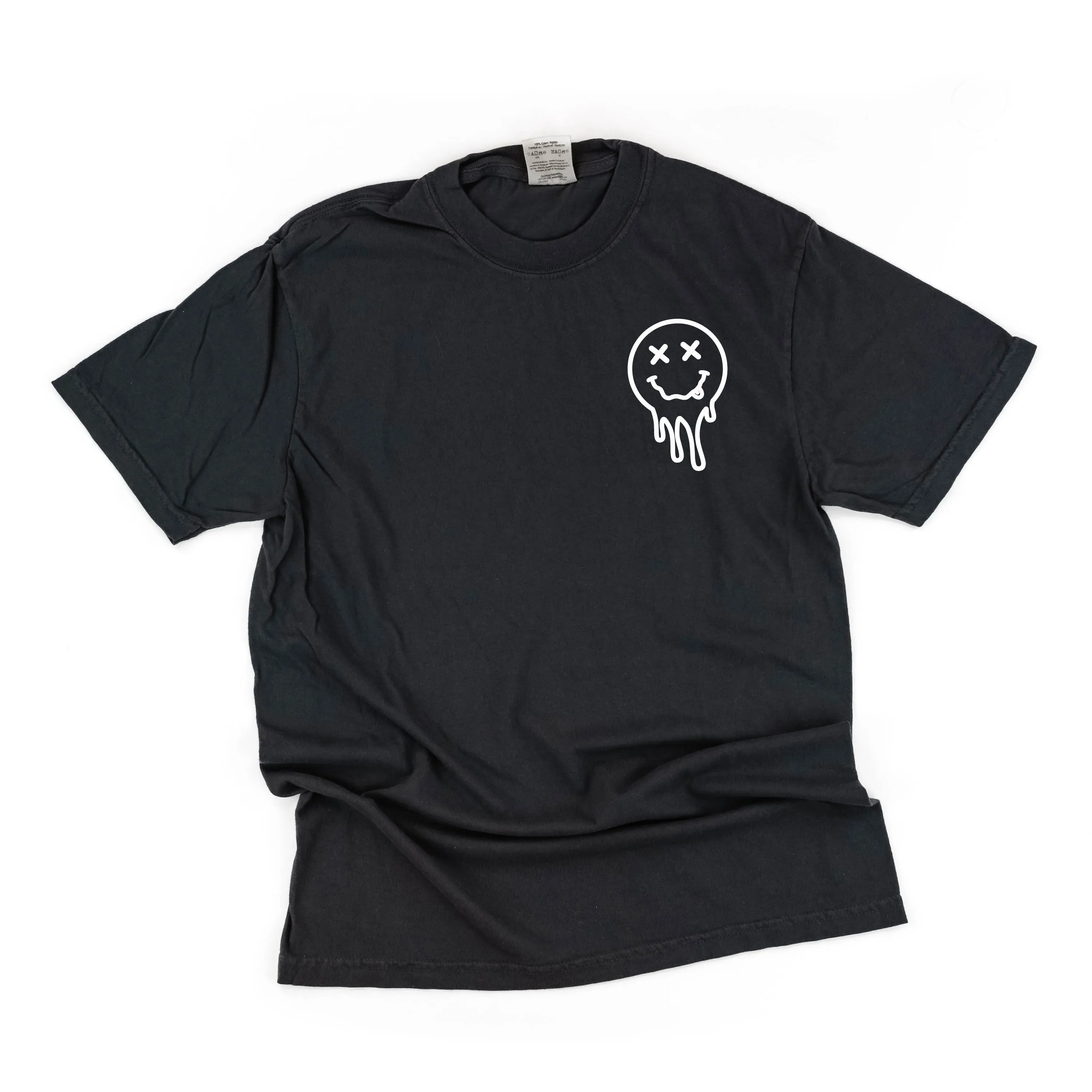 OVERSTIMULATED TEACHERS CLUB - (w/ Pocket Melty X Squiggle Smiley) - SHORT SLEEVE COMFORT COLORS TEE