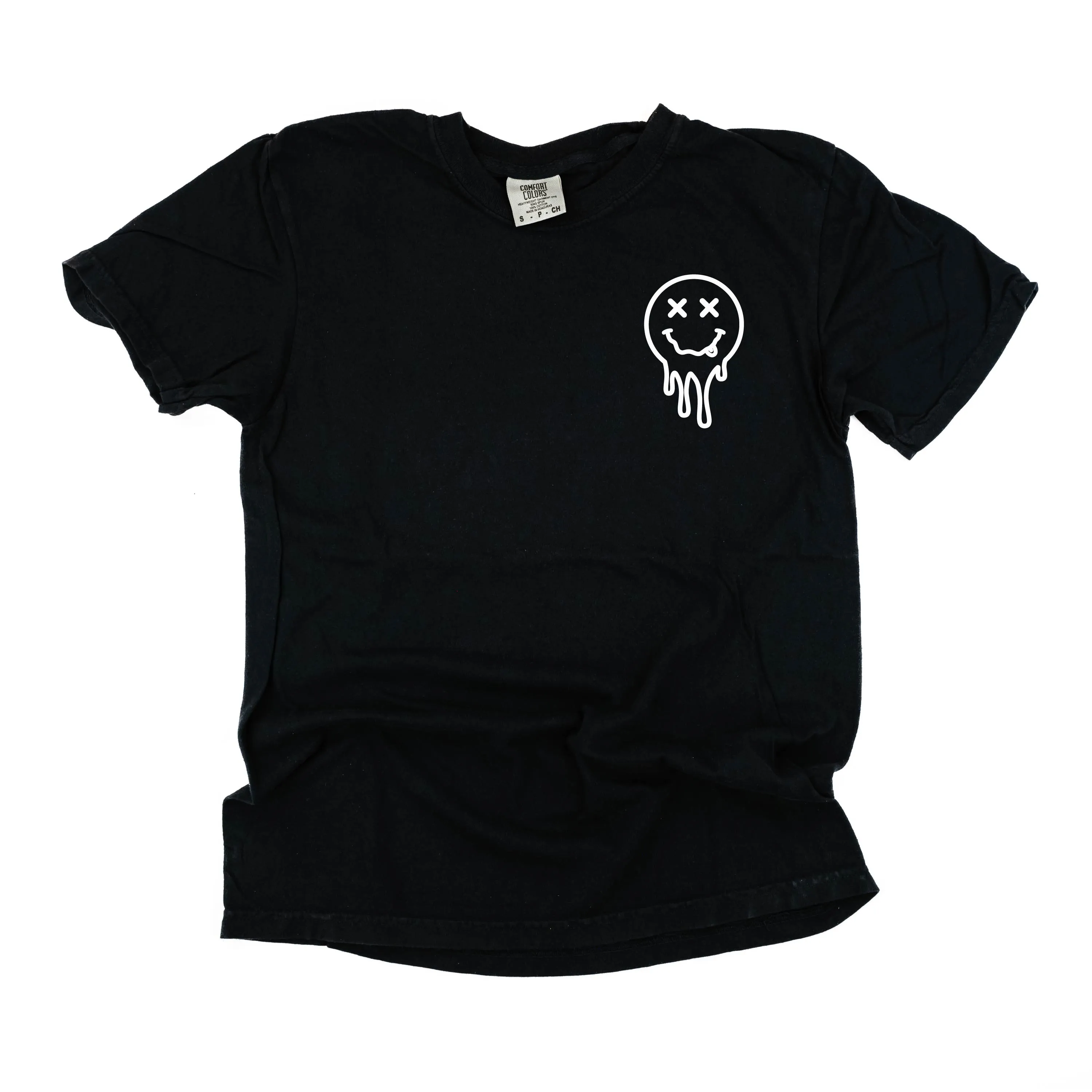 OVERSTIMULATED TEACHERS CLUB - (w/ Pocket Melty X Squiggle Smiley) - SHORT SLEEVE COMFORT COLORS TEE