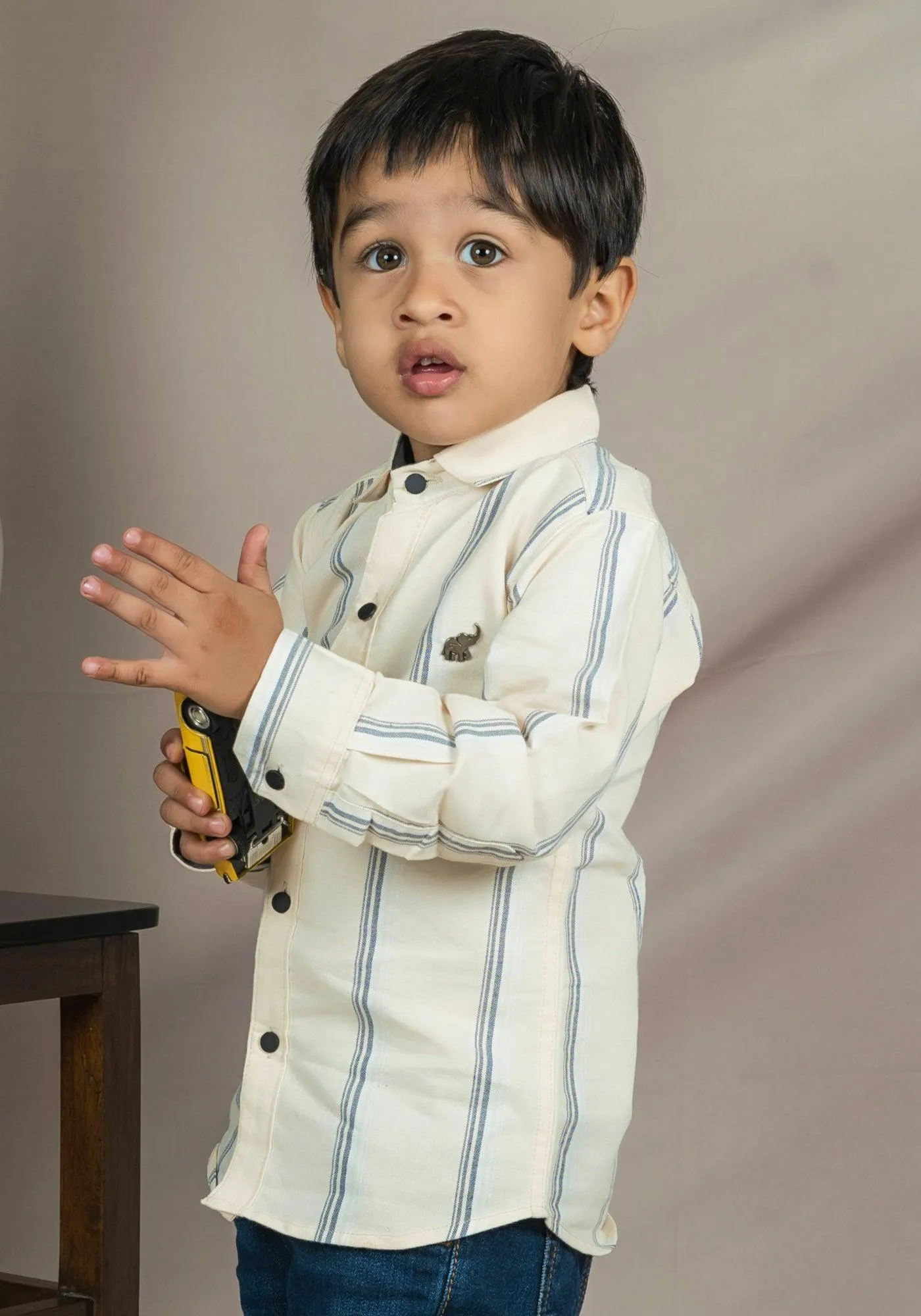 Polka Tots Full Sleeves lining Shirt - Yellow