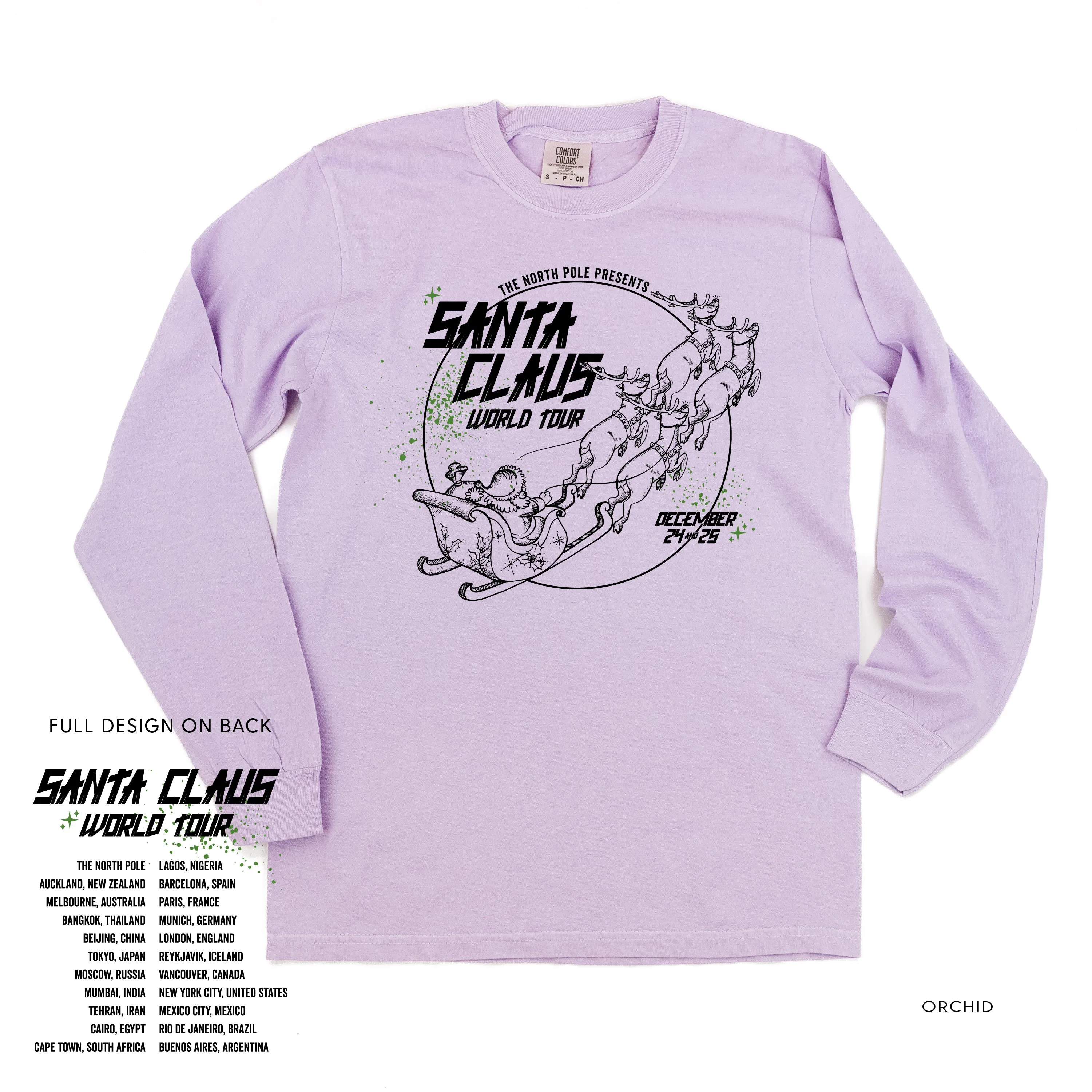 Santa Claus World Tour (f&b) - LONG SLEEVE Comfort Colors Tee