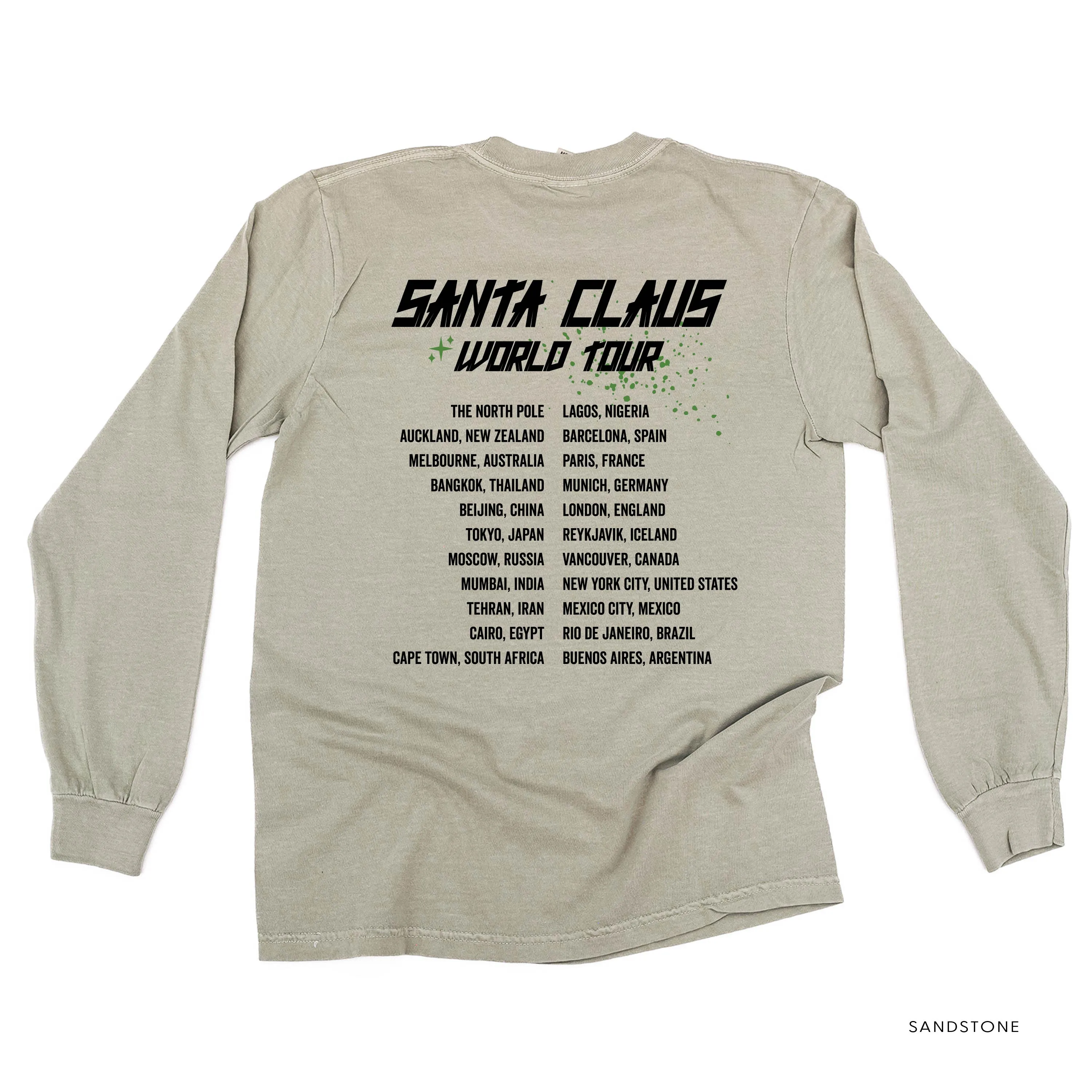 Santa Claus World Tour (f&b) - LONG SLEEVE Comfort Colors Tee