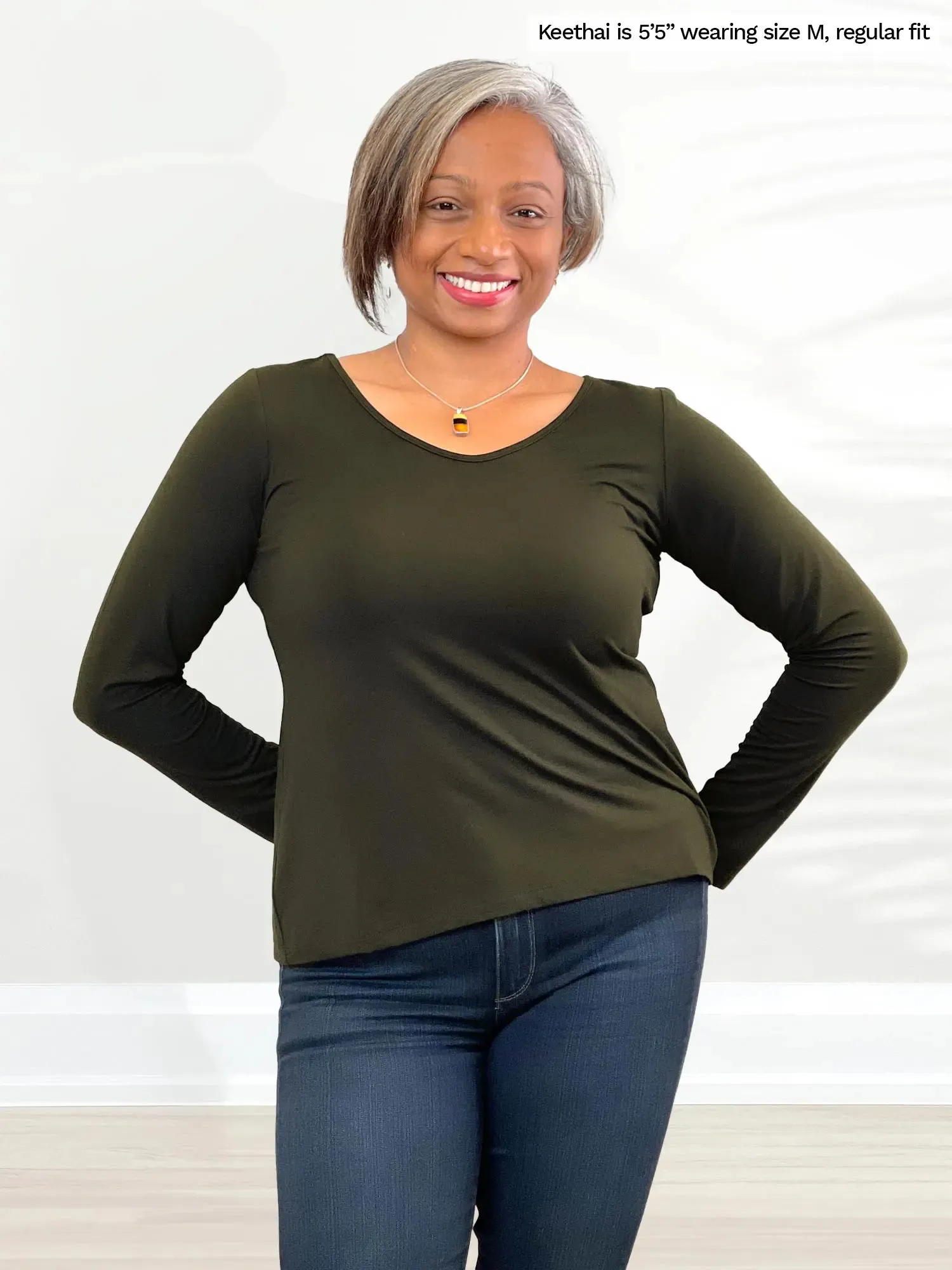 Shannon reversible neckline long sleeve tee