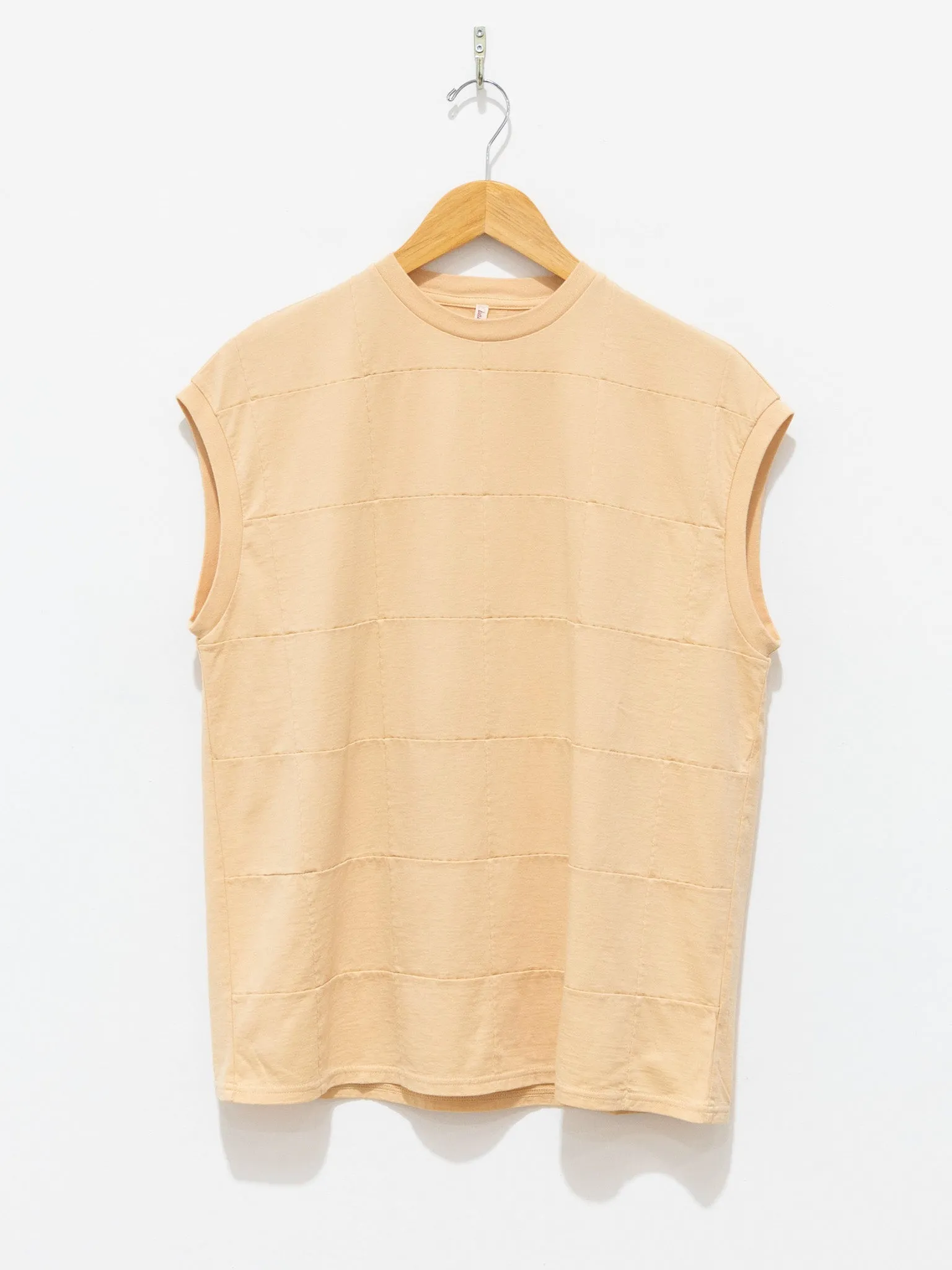 Square Patterned Sleeveless Tee - Straw