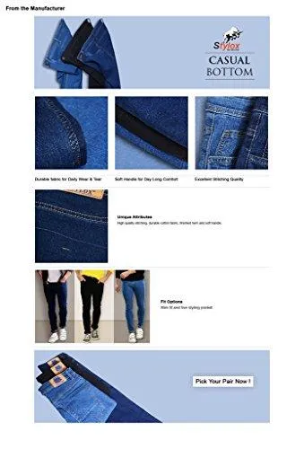 Stylox Pack of 3 Multicolor Jeans For Men