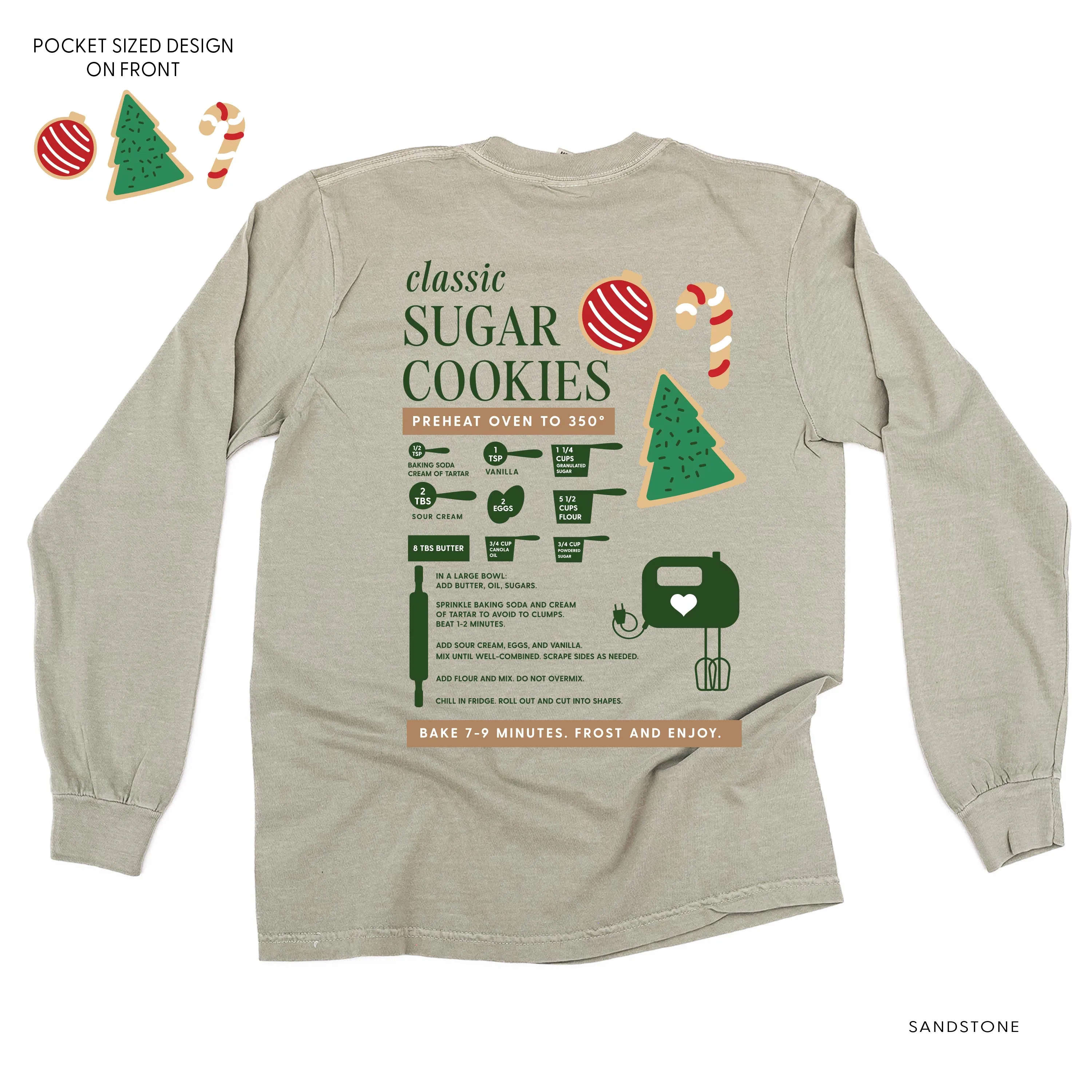 Sugar Cookie Recipe (pf&b) - LONG SLEEVE Comfort Colors Tee