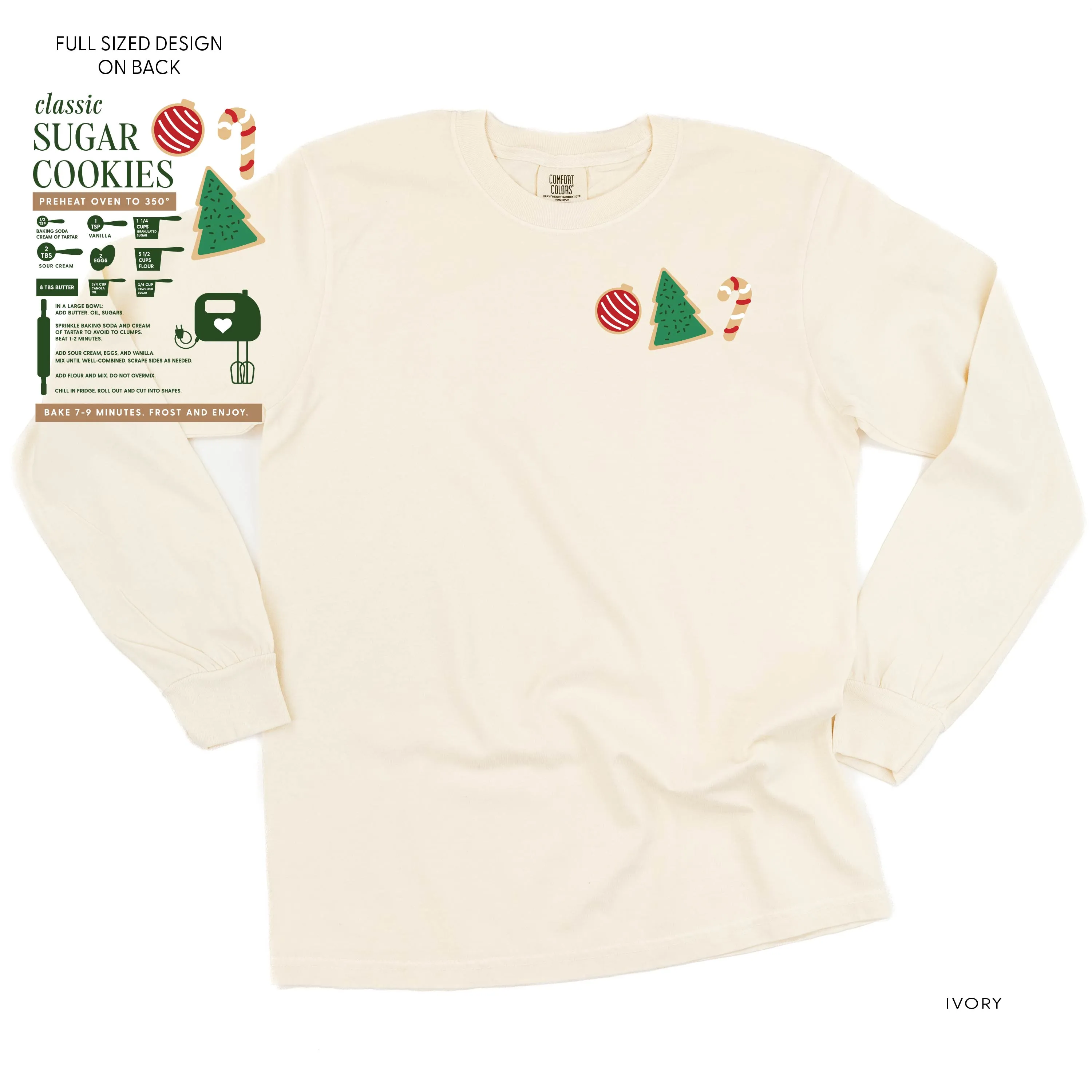 Sugar Cookie Recipe (pf&b) - LONG SLEEVE Comfort Colors Tee