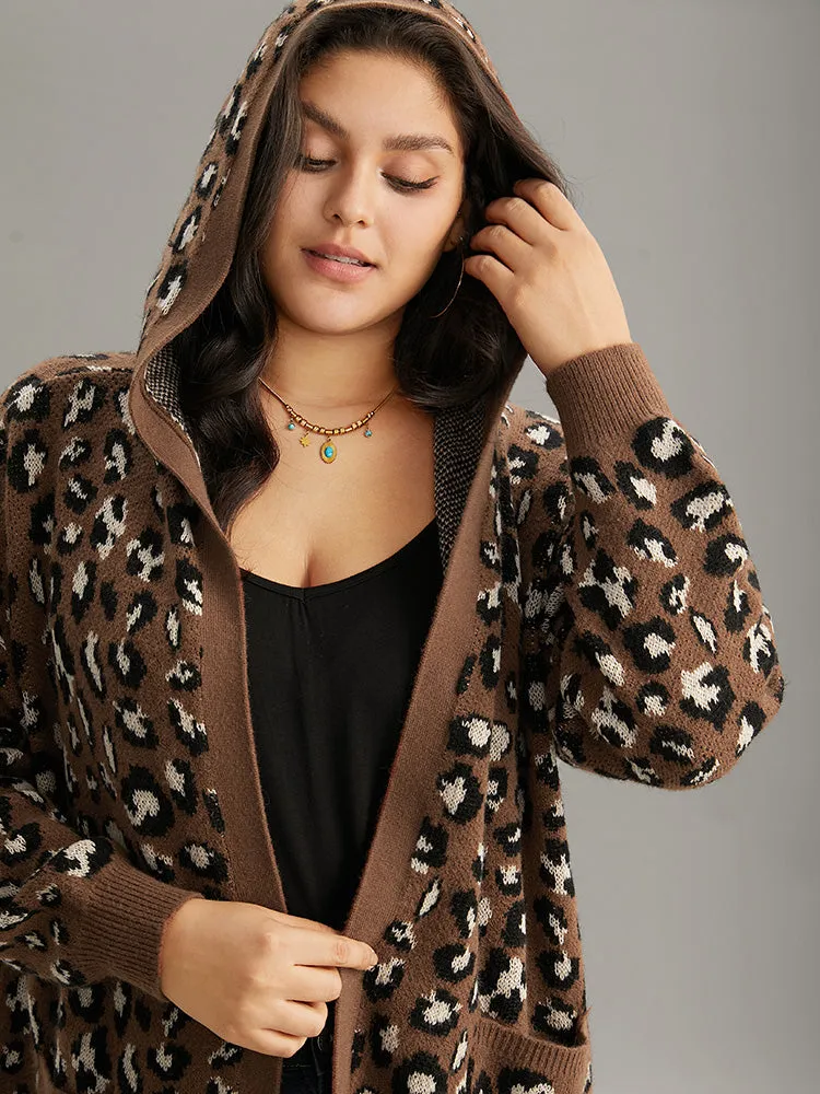 Supersoft Essentials Leopard Hooded Pocket Cardigan